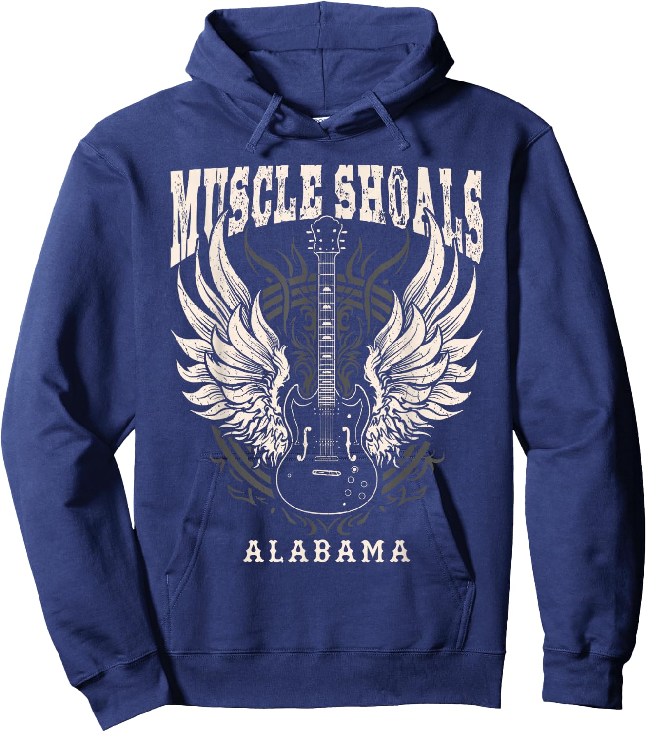 Muscle Shoals Alabama Vintage Guitar Wings Hoodie - Hoodie | Navy