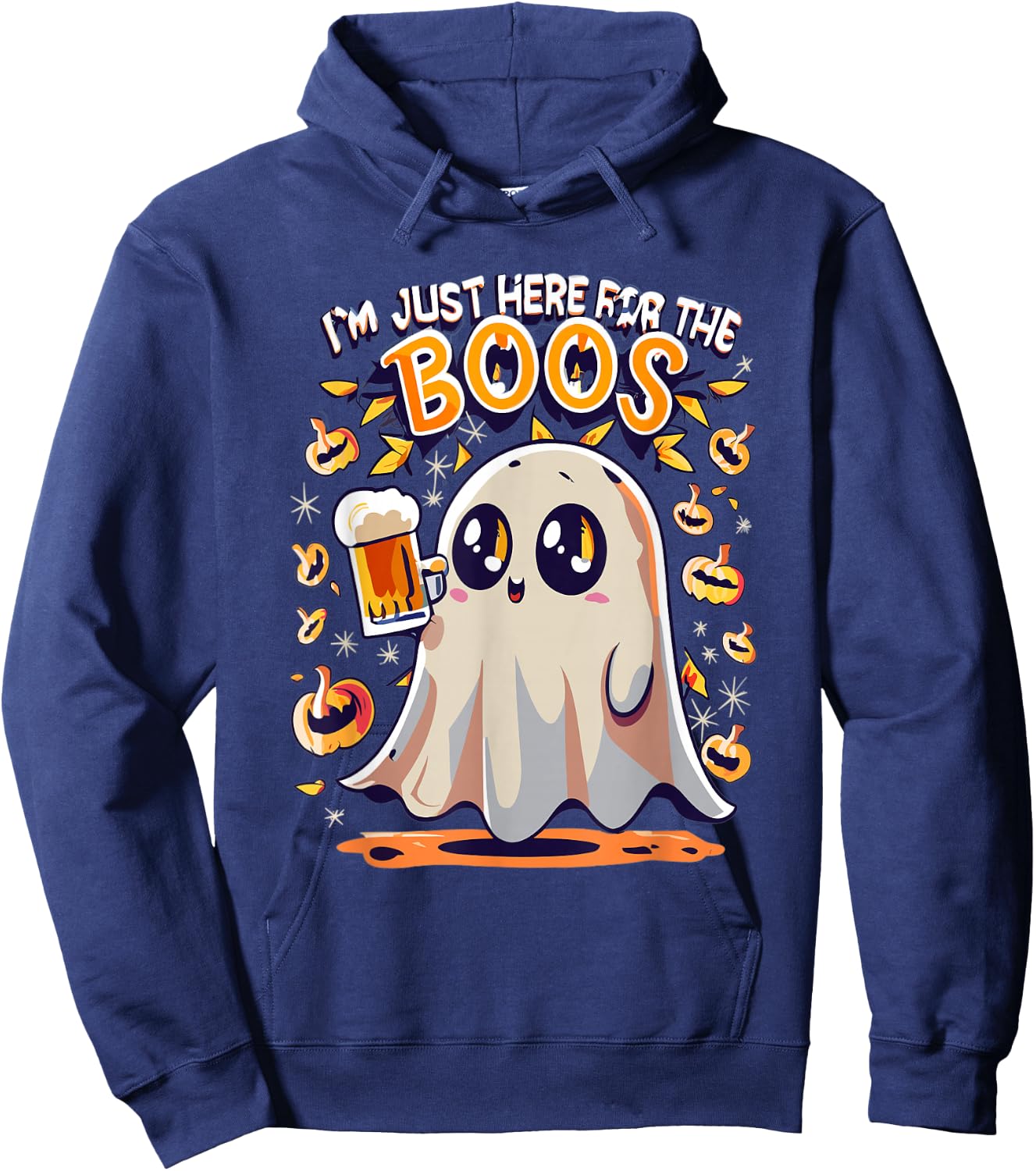 Funny Halloween Ghost Costume I'm Just Here for the Boos Hoodie - Hoodie | Navy