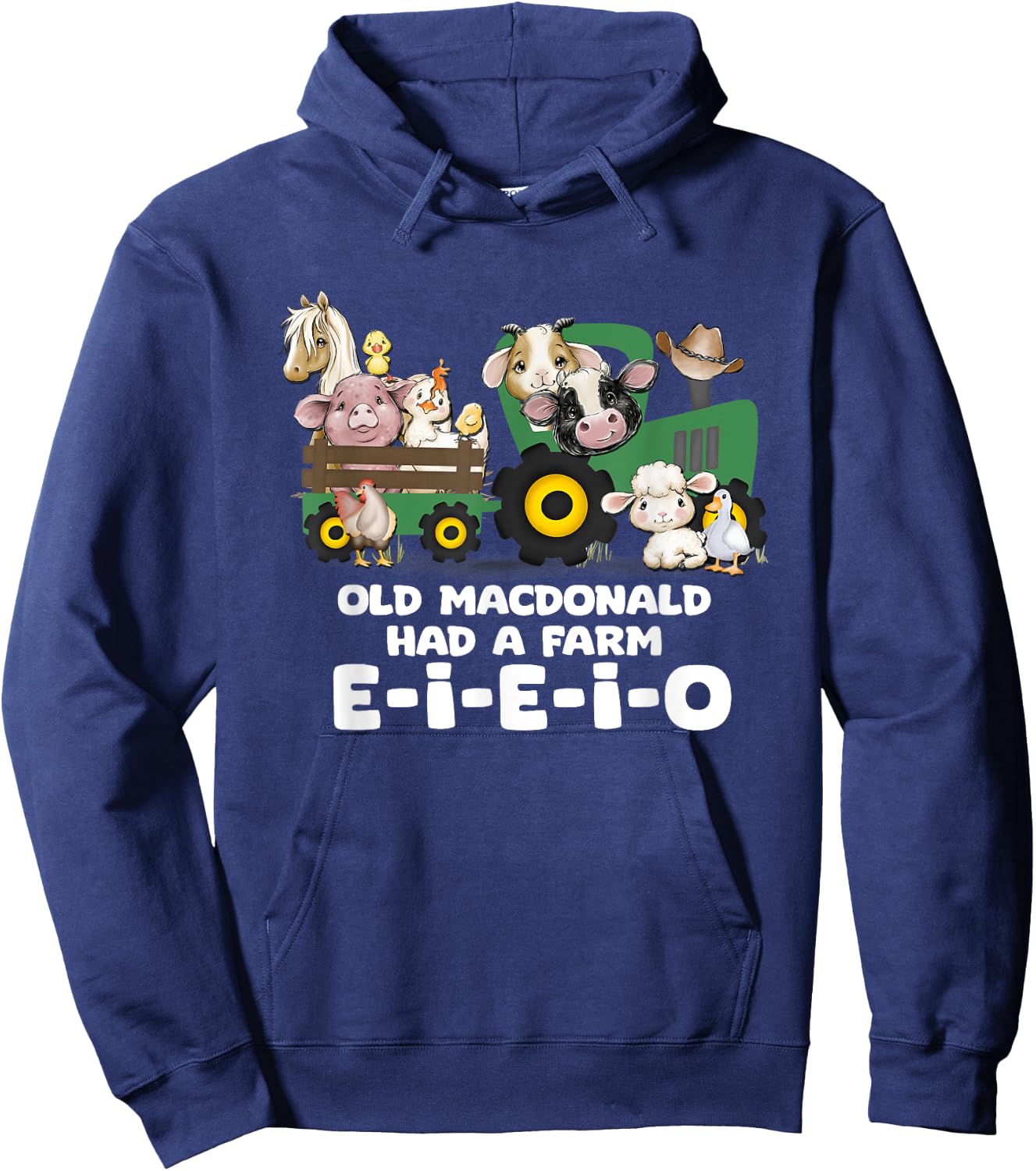 Toddler Kids Old MacDonald Had a Farm E-I-E-I-O Nursery Song Hoodie - Hoodie | Navy