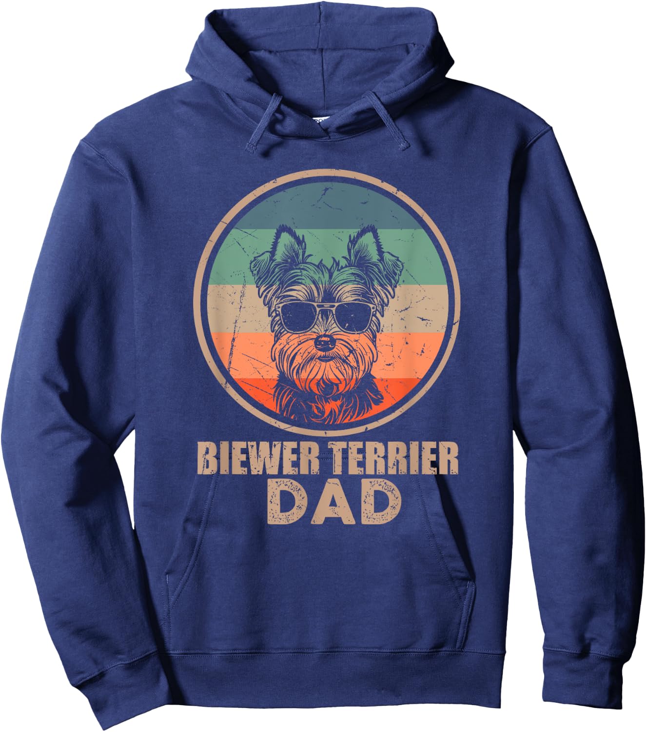 Vintage Biewer Terrier Dog Dad Gifts Dog Lover Xmas Hoodie - Hoodie | Navy