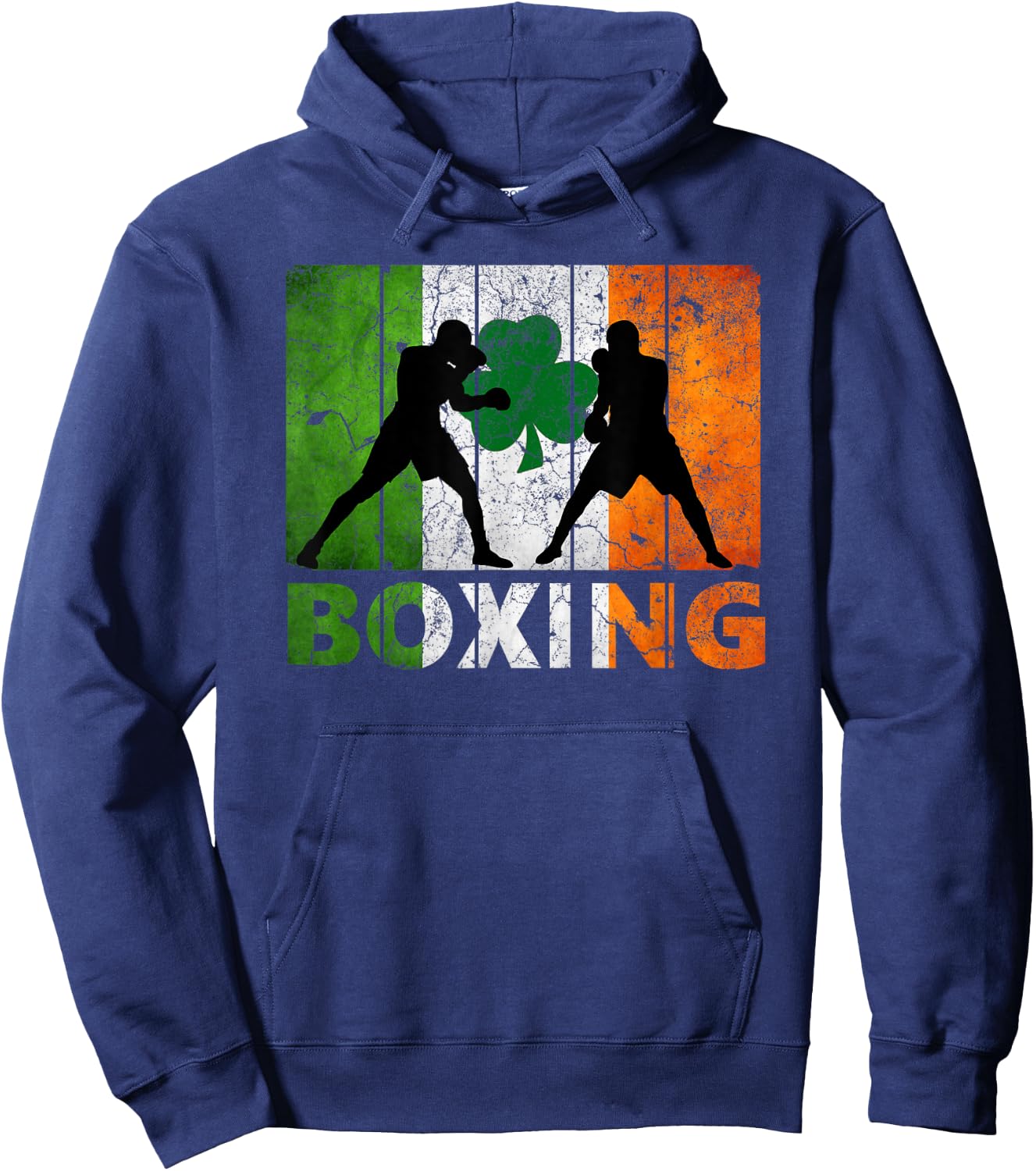 Vintage Irish boxing Ireland Flag Shamrock St Patrick's Day Hoodie - Hoodie | Navy
