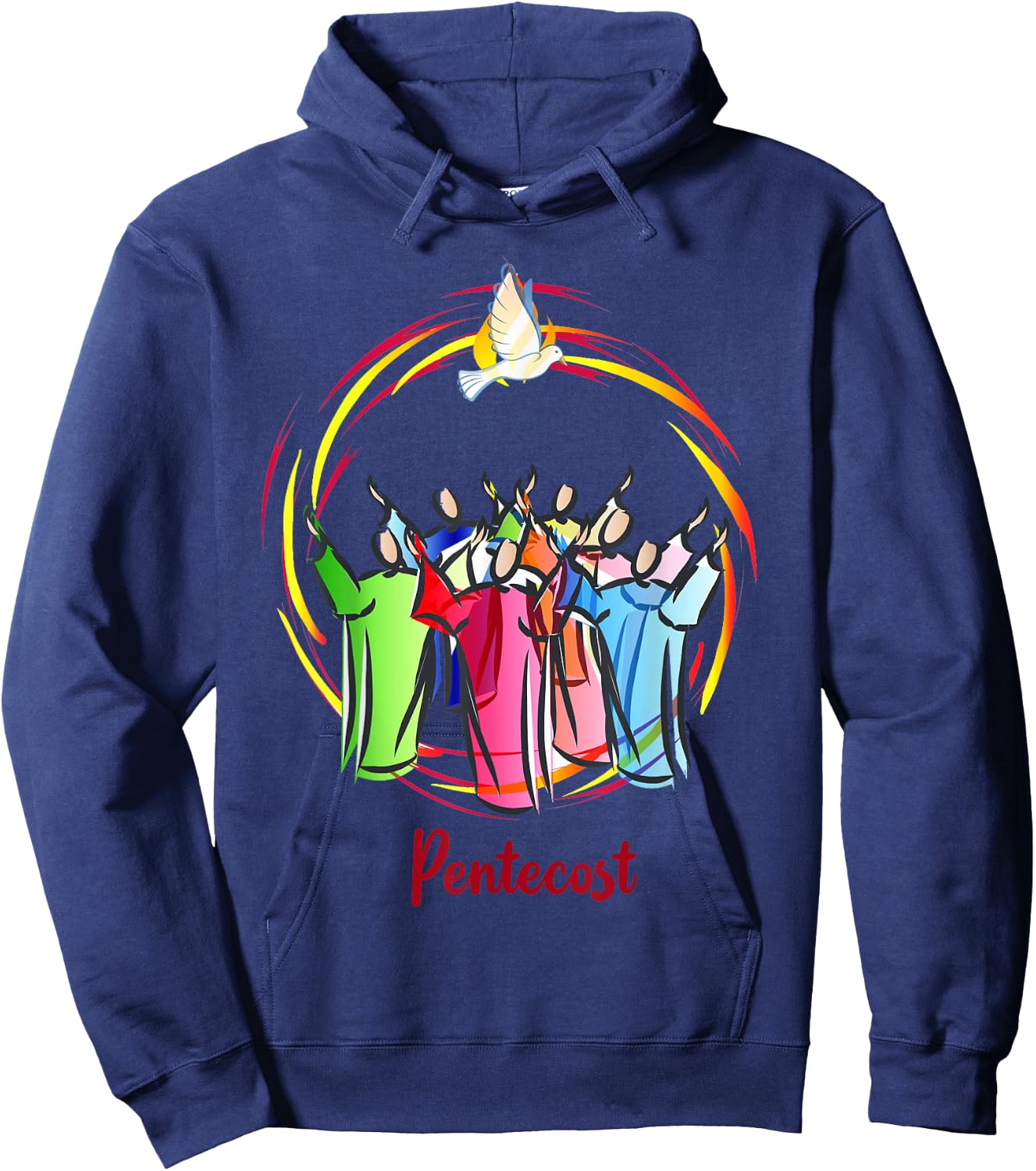 Pentecost Doves Tongues Fire Flame Holy Spirit Catholic Hoodie - Hoodie | Navy