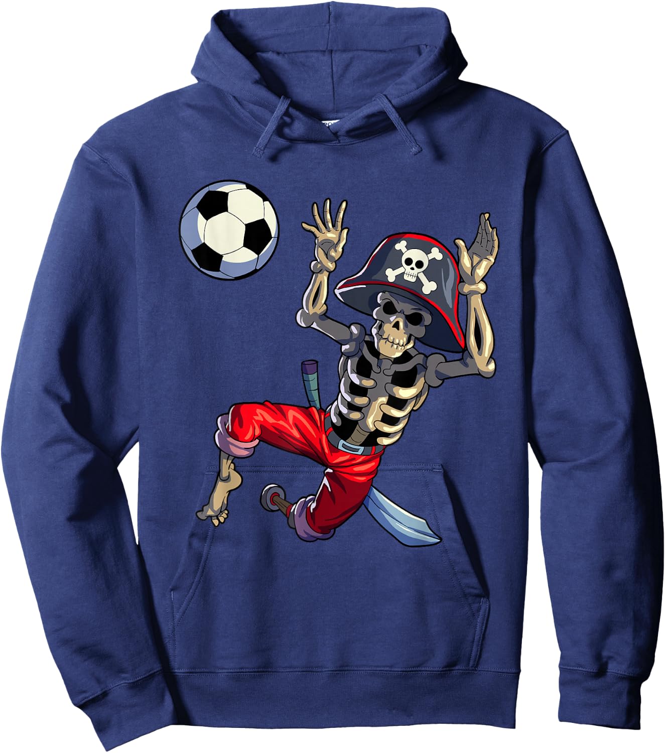 Soccer Skeleton Halloween Soccer Goalkeeper Pirate Halloween Hoodie - Hoodie | Navy