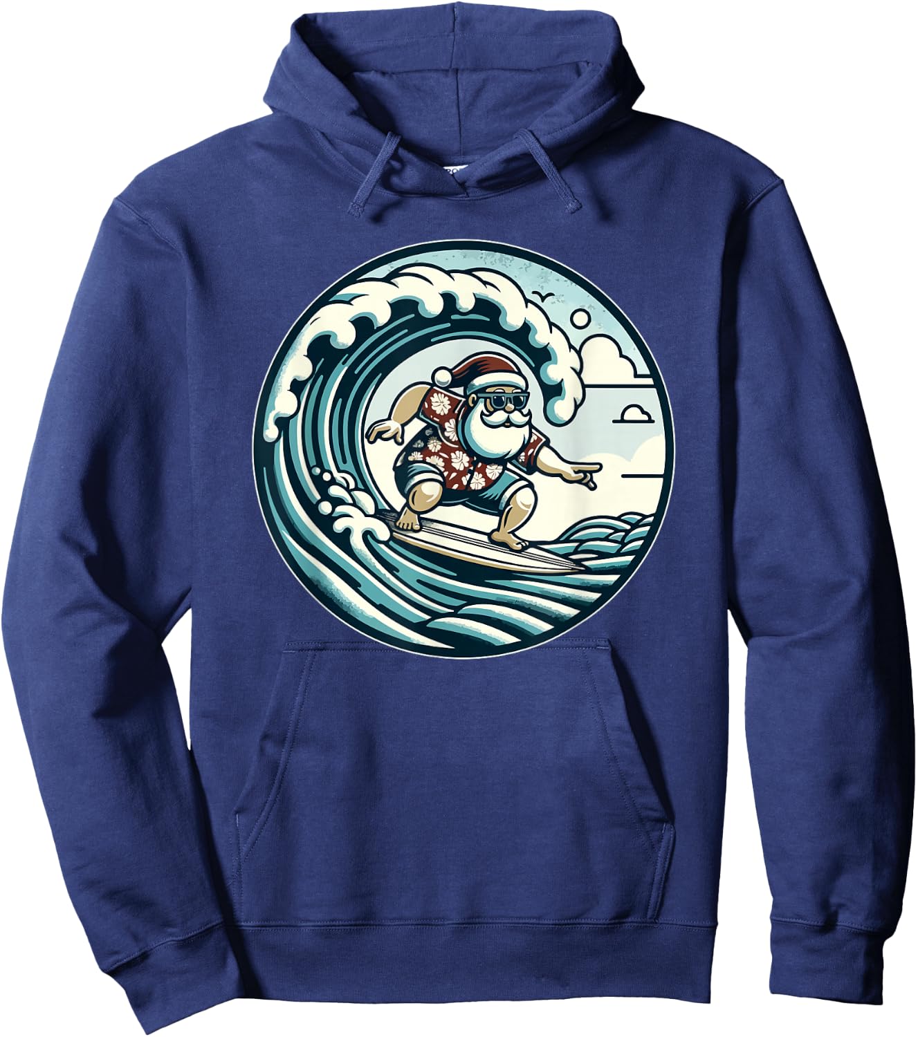 Santa Claus Hawaiian Surfing Christmas Aloha Tropical Xmas Hoodie - Hoodie | Navy