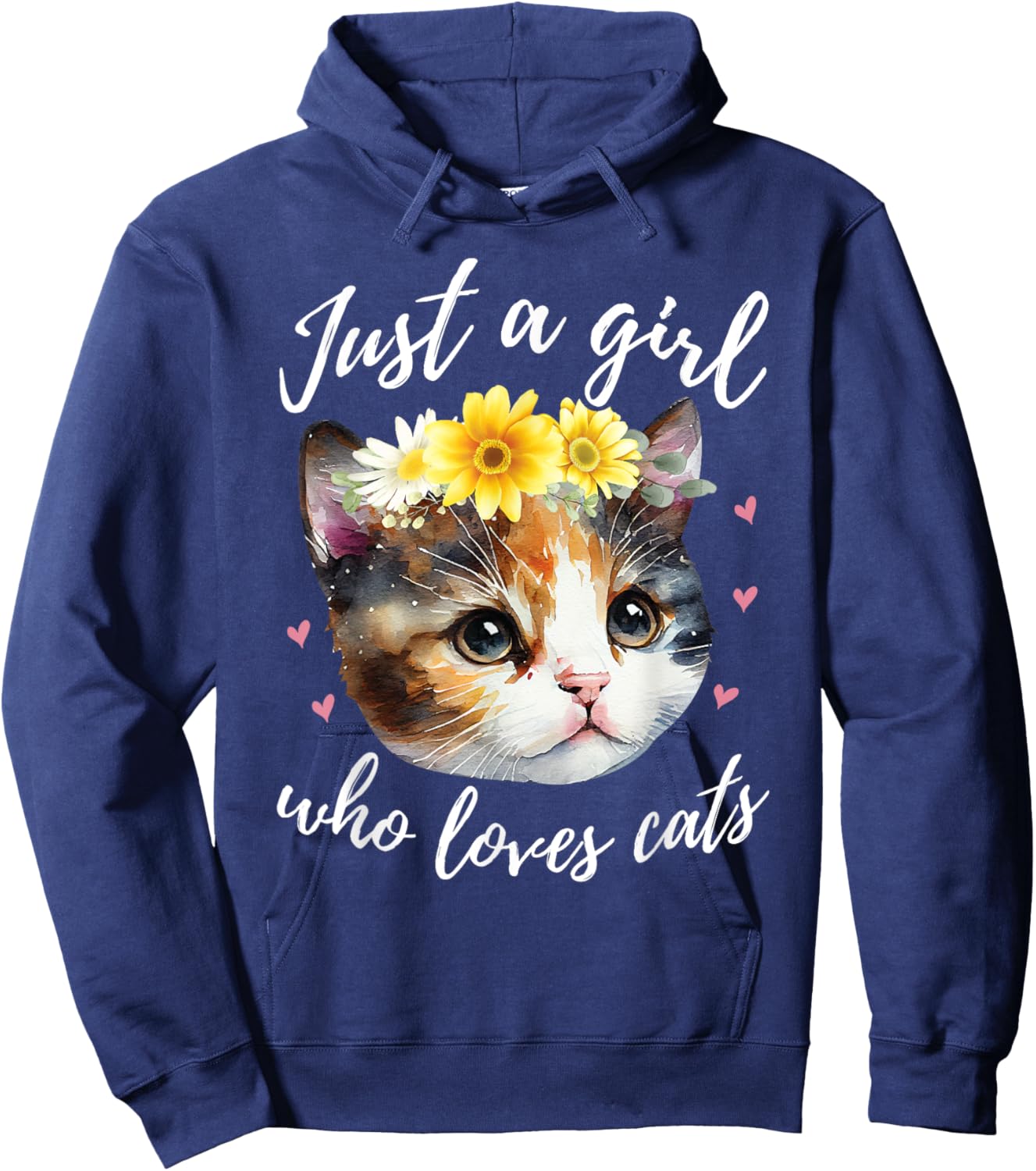 Just A Girl Who Loves Cats - Cute Calico Cat Lover Hoodie - Hoodie | Navy