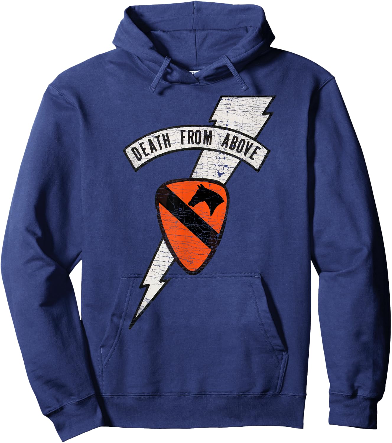 "Death From Above" Air Cavalry Lightning Logo (Distressed) Hoodie - Hoodie | Navy