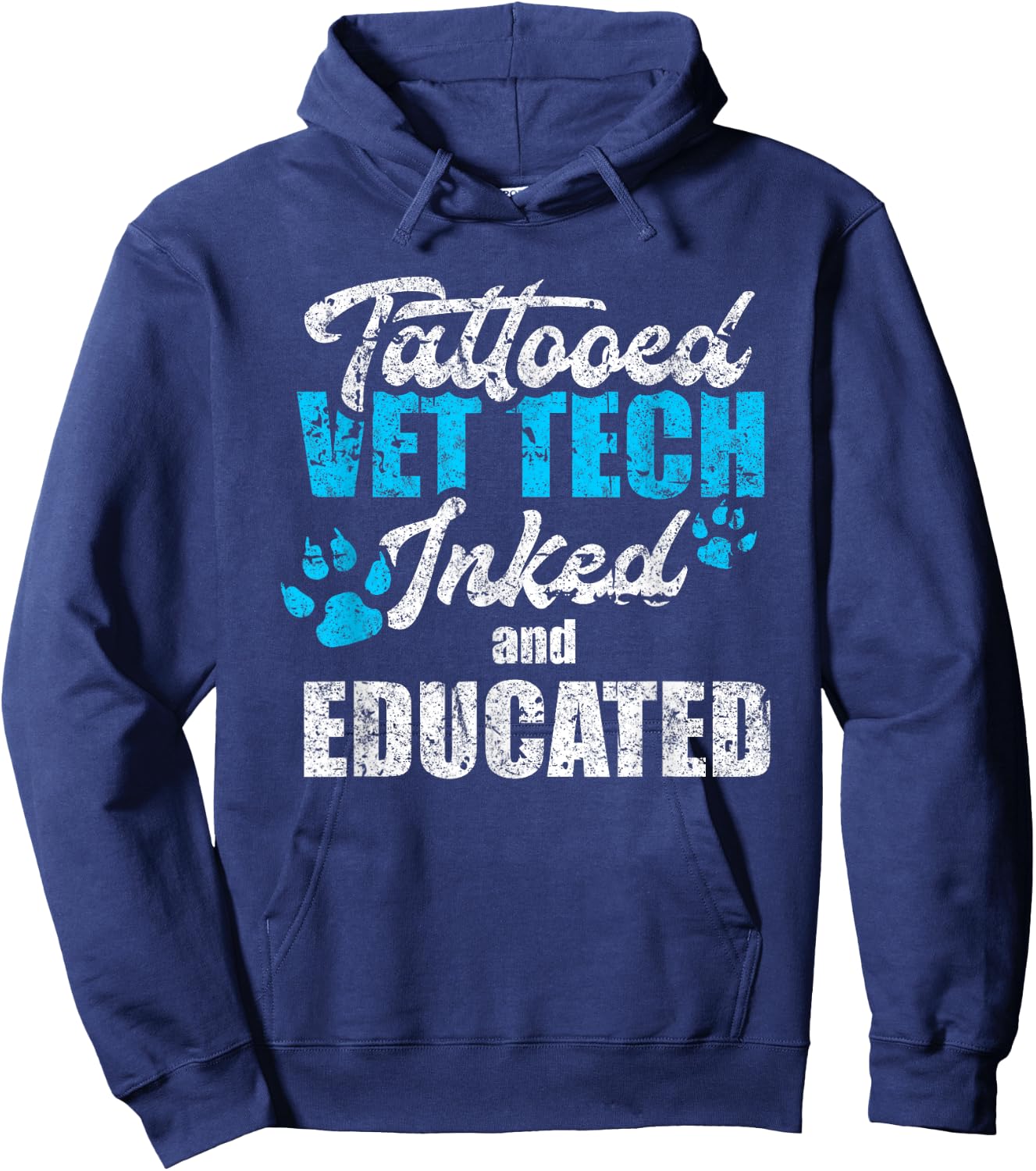 Tattooed Vet Tech Inked And Educated Vintage Vet Tech Hoodie - Hoodie | Navy