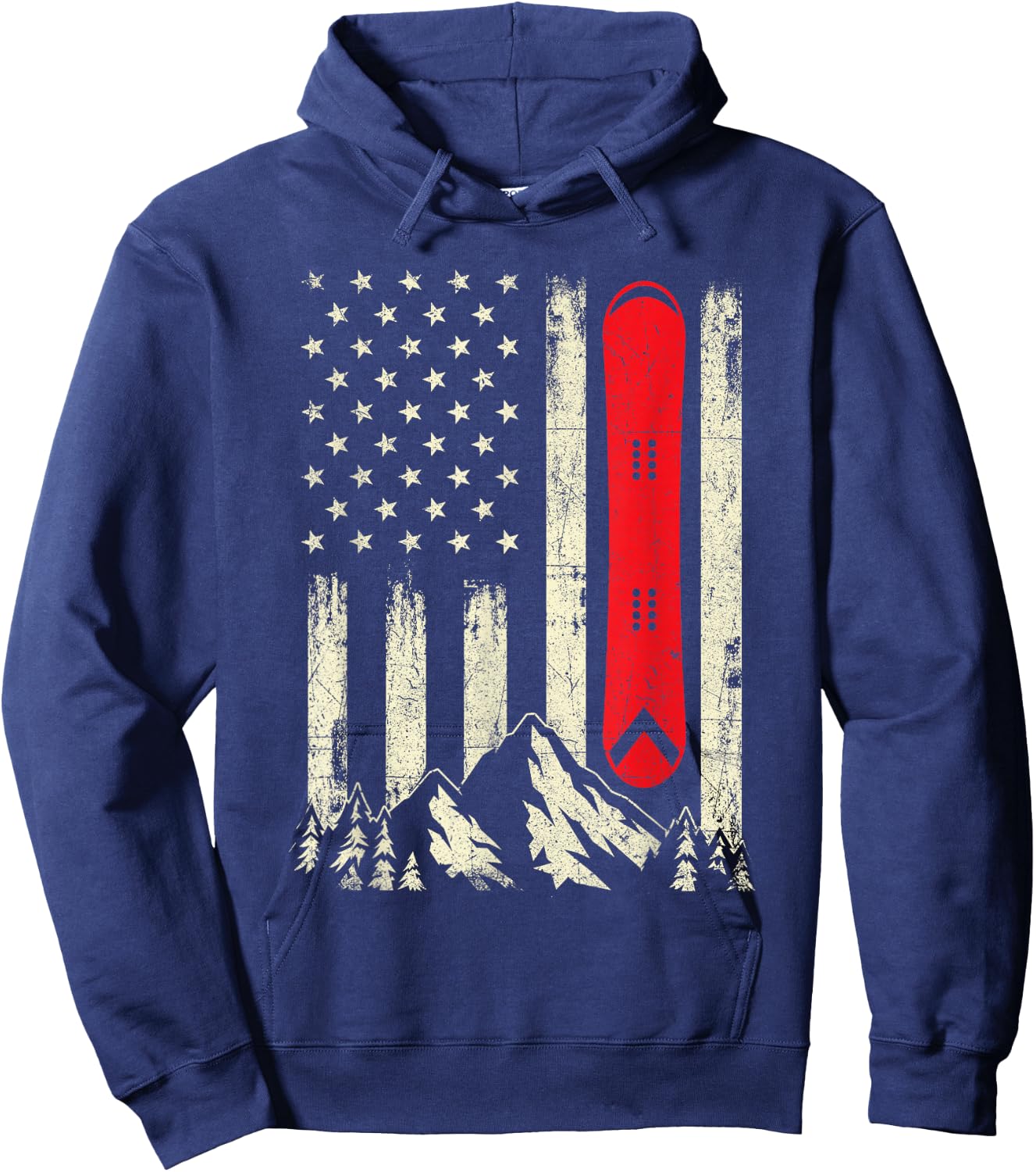 Snowboarding Lover - USA Flag Snowboarder Wintersports Lover Hoodie - Hoodie | Navy