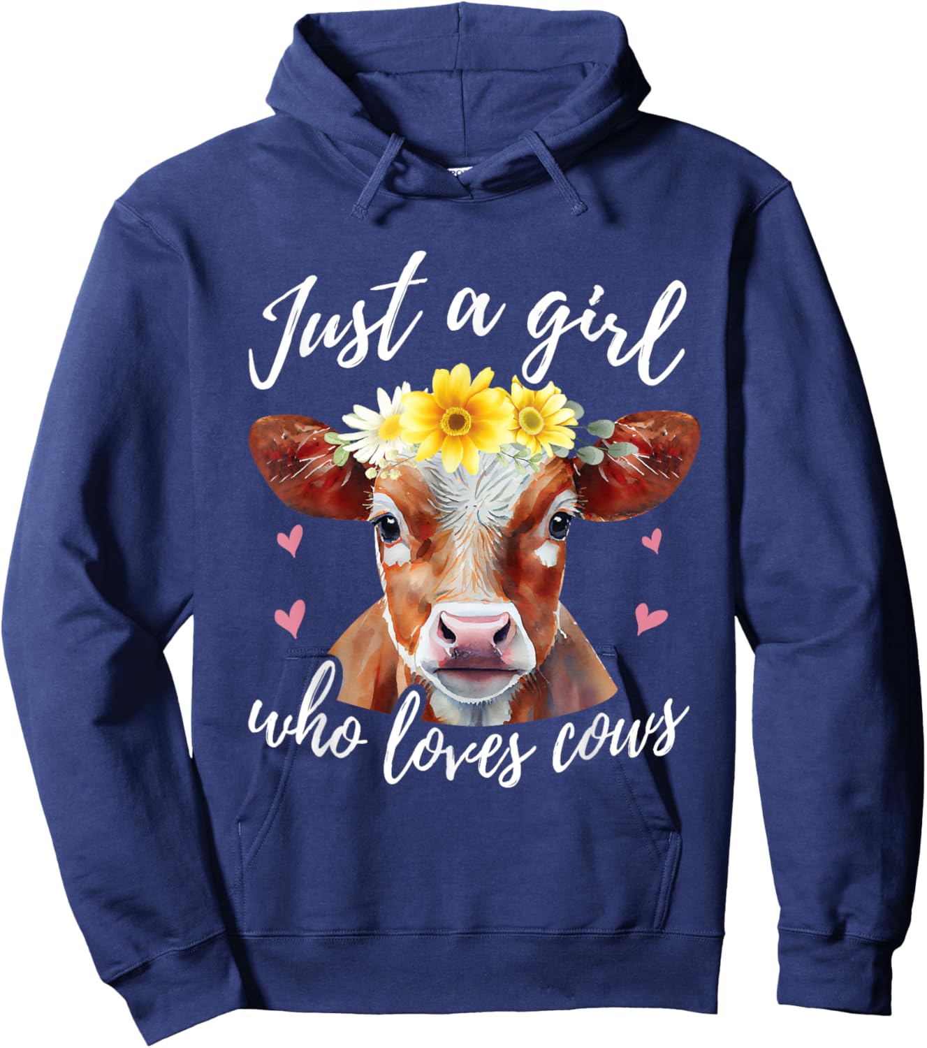 Just A Girl Who Loves Cows - Funny Farmer Cow Lover Hoodie - Hoodie | Navy