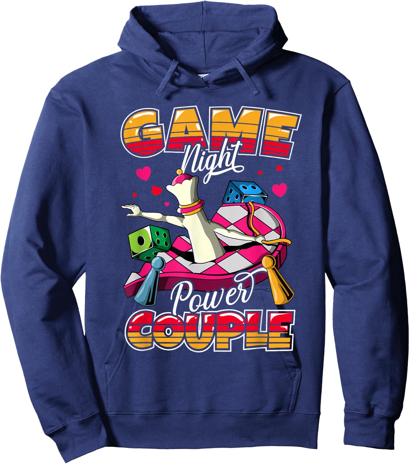 Couples Game Night Matching Outfit | Game Night Power Couple Hoodie - Hoodie | Navy