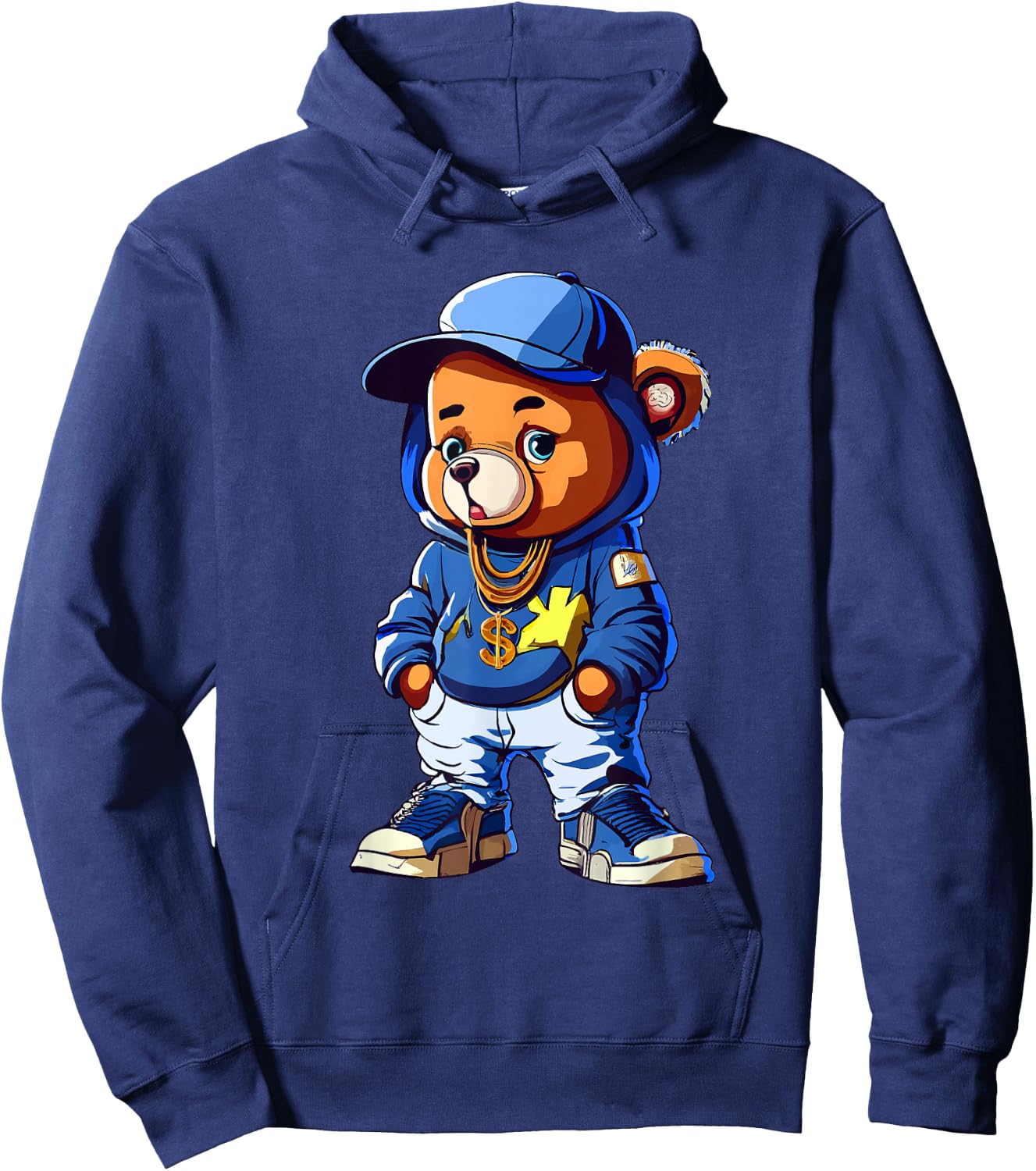 Cute Hip Hop Teddy Bear 90 hip hop clothing graffiti Hoodie - Hoodie | Navy