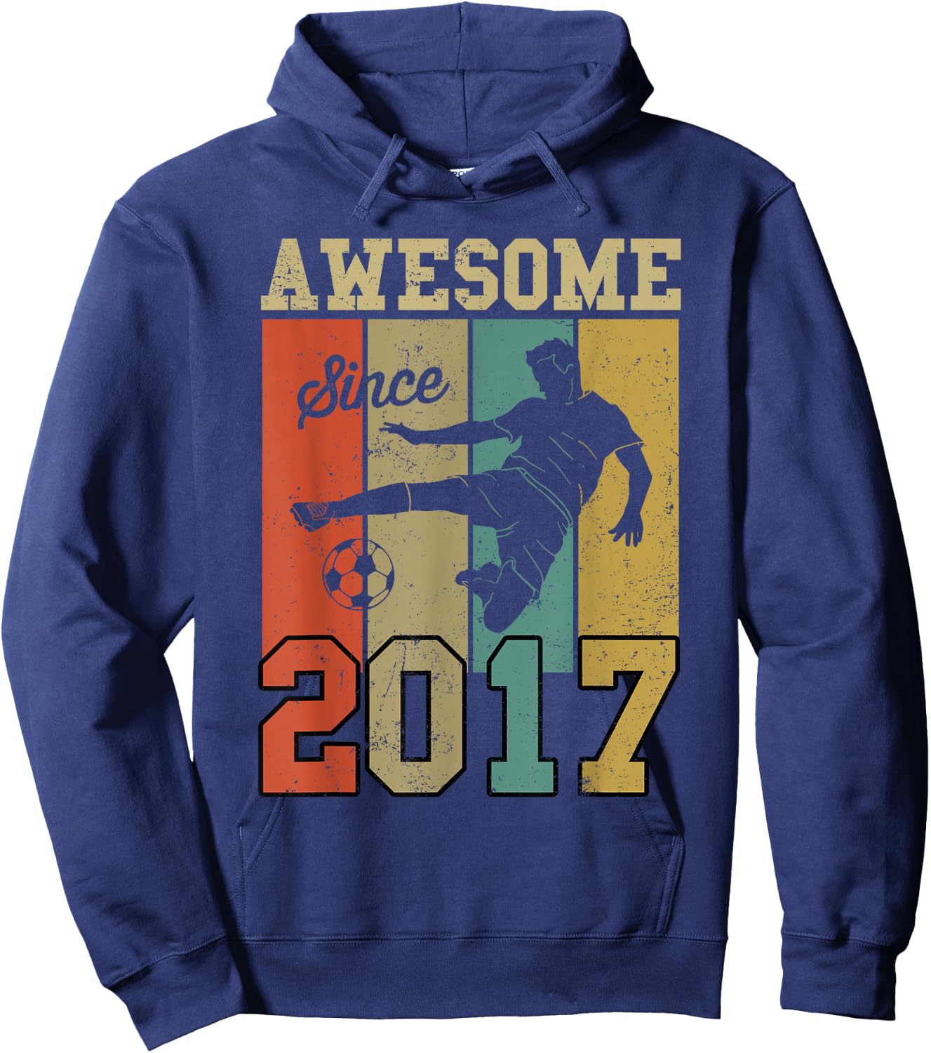 6th Birthday Shirts For Boys Soccer Awesome Since 2017 Hoodie - Hoodie | Navy