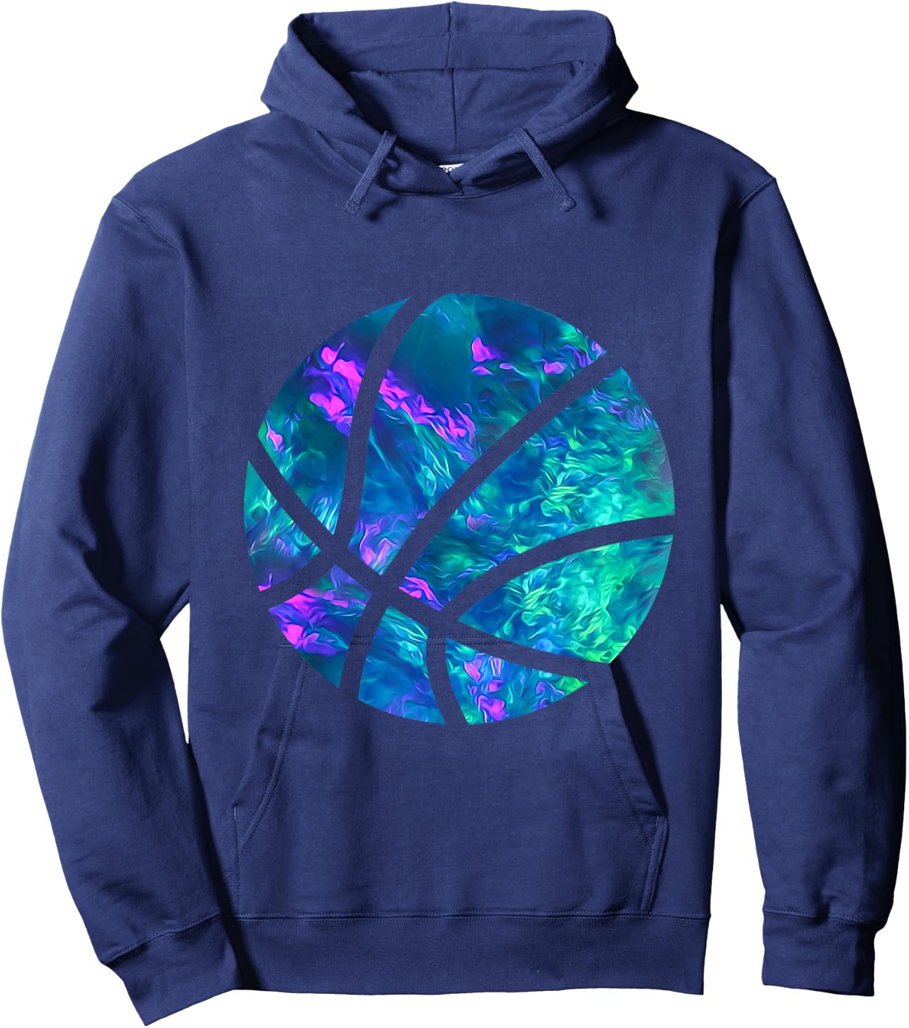 Cyan Blue Violet teal Basketball For Sports Lover Player Hoodie - Hoodie | Navy
