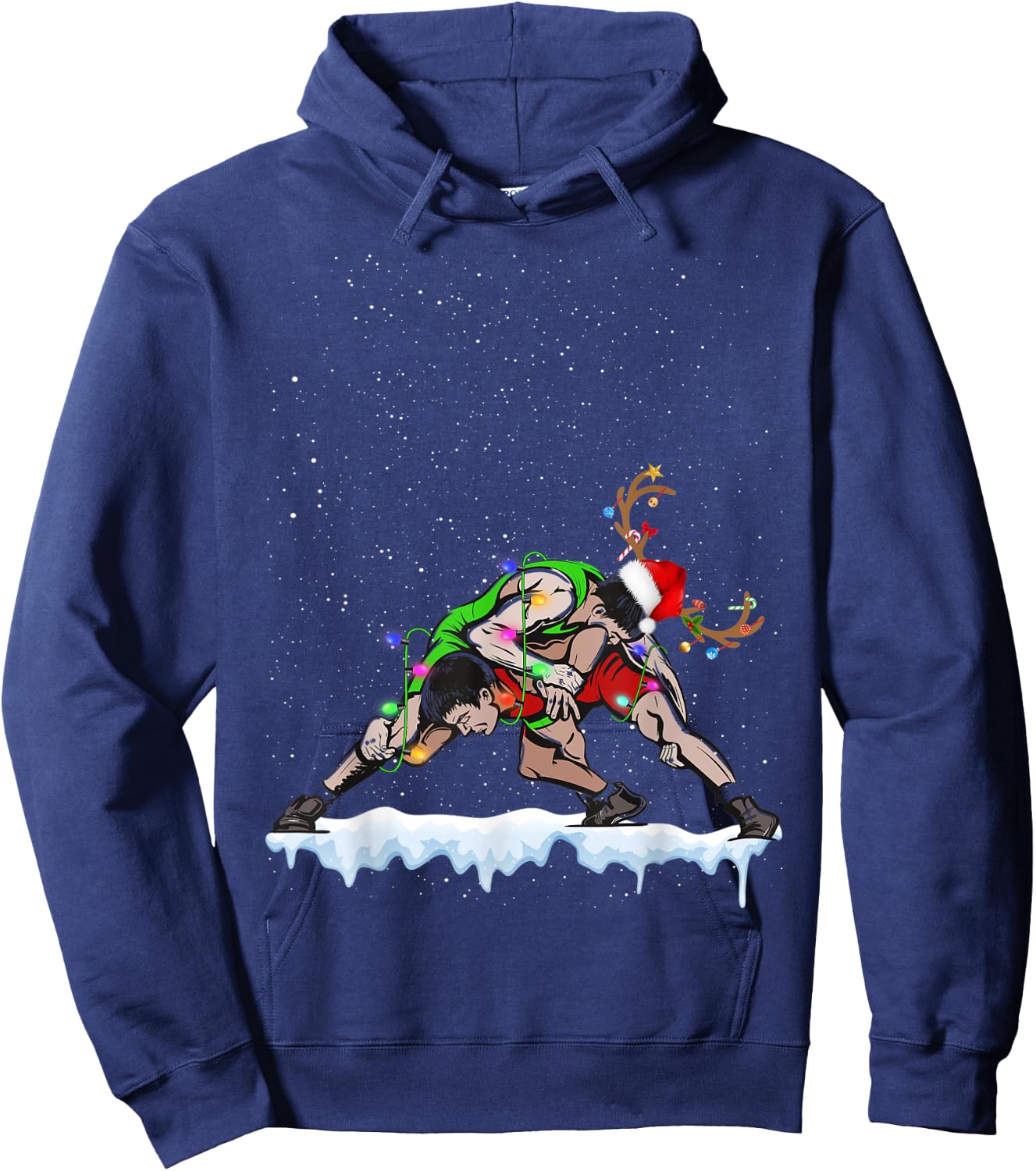 Christmas Wrestling Santa Hat Xmas Boys Men Sport Hoodie - Hoodie | Navy