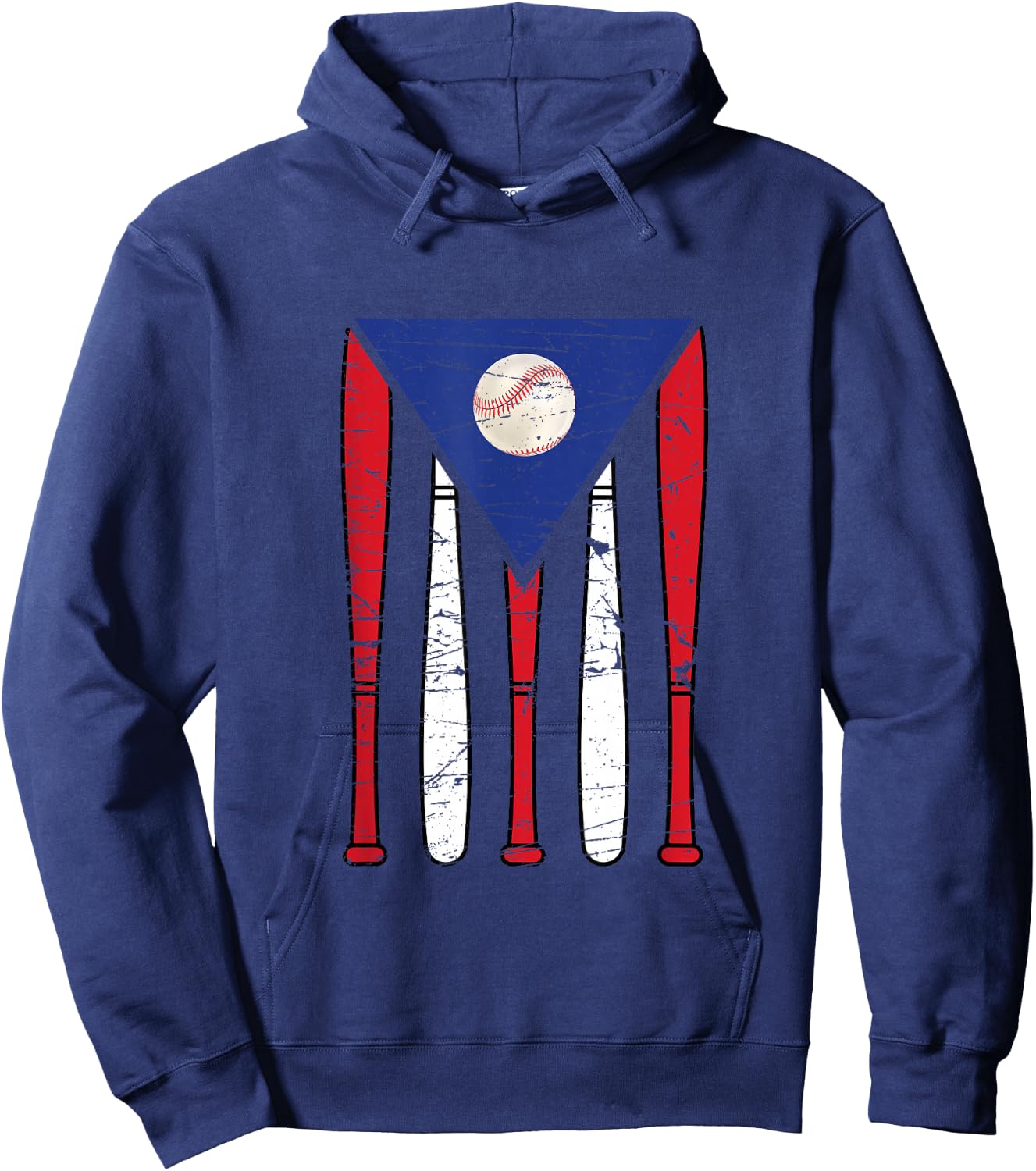 Puerto Rico Baseball Inspired By Puerto Rican Flag Vintage Hoodie - Hoodie | Navy