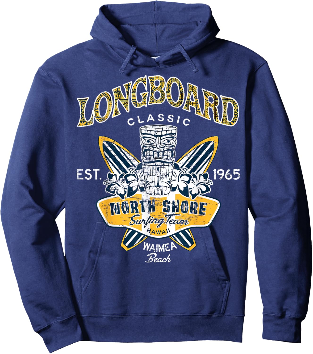 North Shore Hawaii Surfing Team Longboard Classic Hoodie - Hoodie | Navy