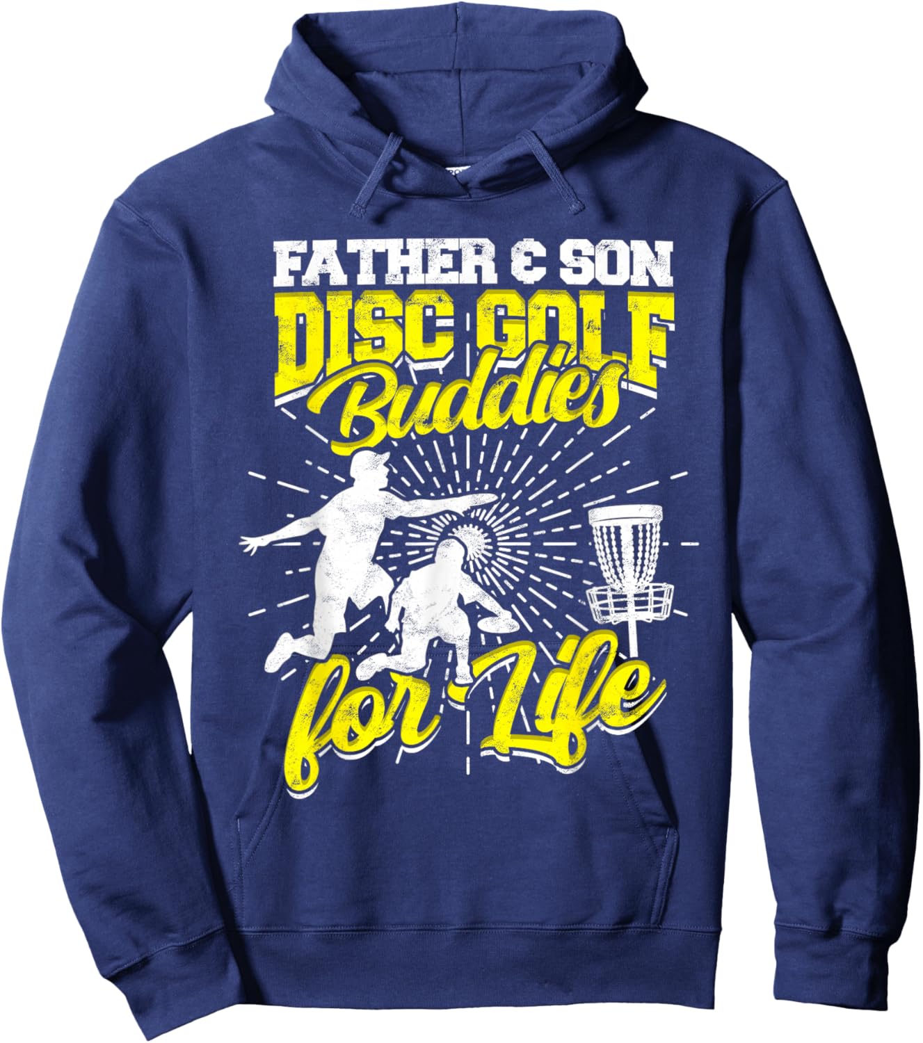 Father & Son Disc Golf Buddies For Life Basket Disc Golfing Hoodie - Hoodie | Navy