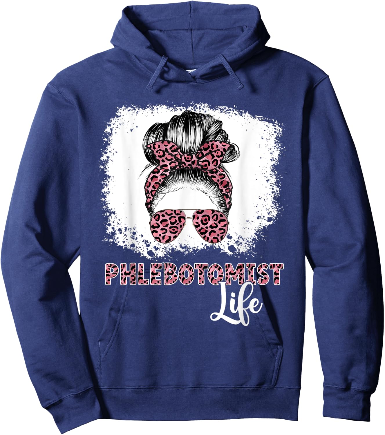 Phlebotomist Life Messy Bun Women Nurse Phlebotomy Hoodie - Hoodie | Navy
