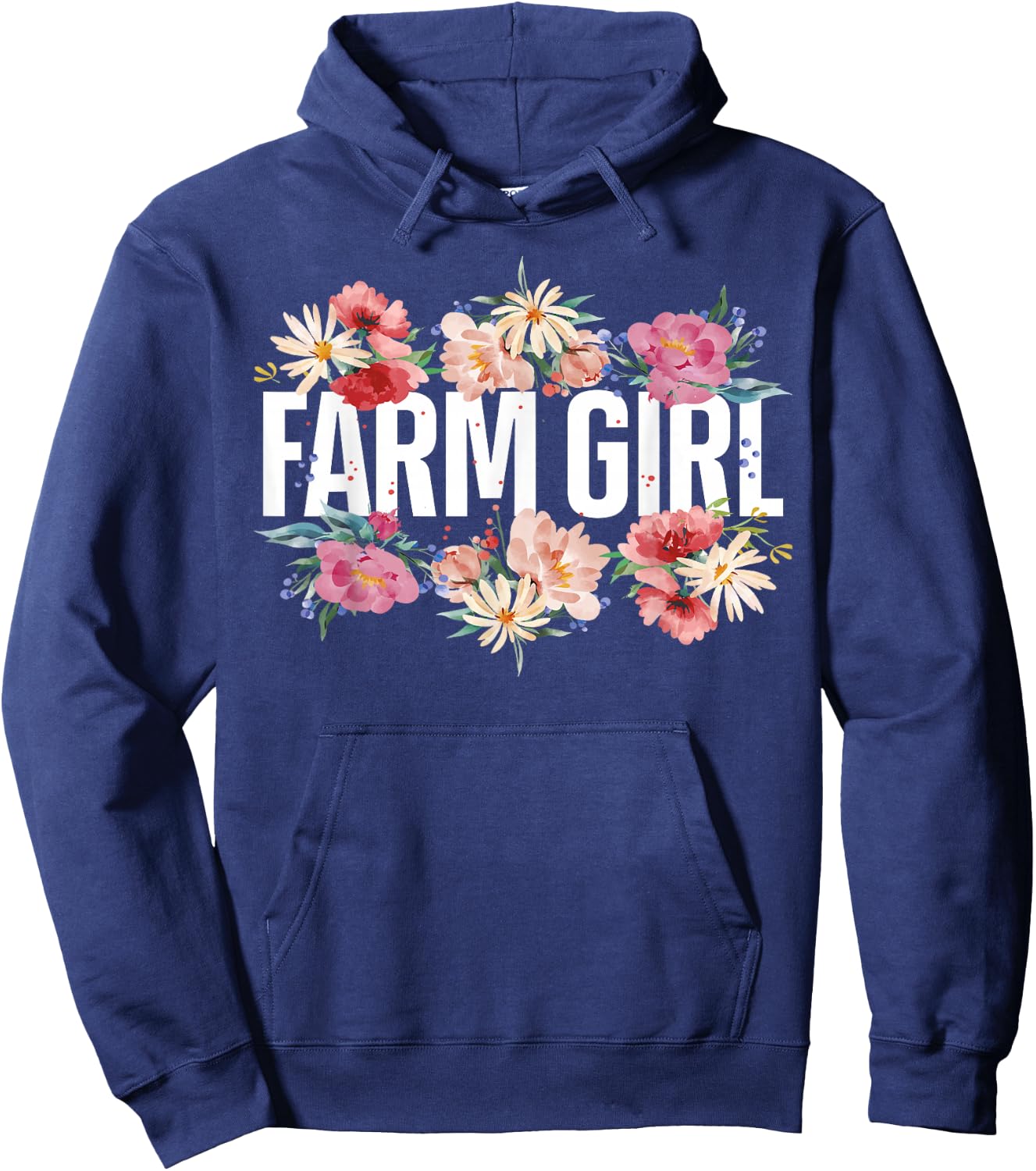 Farming Farmer Girl Flower Floral Farm Girl Hoodie - Hoodie | Navy
