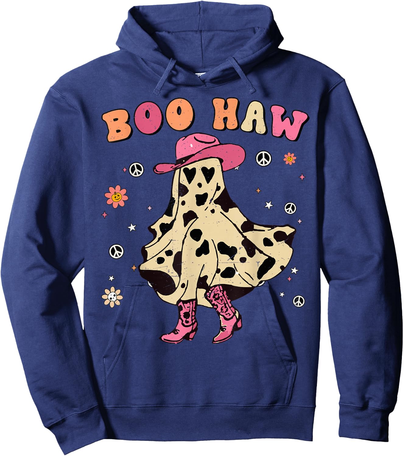 Girl Boo-Haw Cute Ghost Cowgirl Halloween Costume Toddler Hoodie - Hoodie | Navy