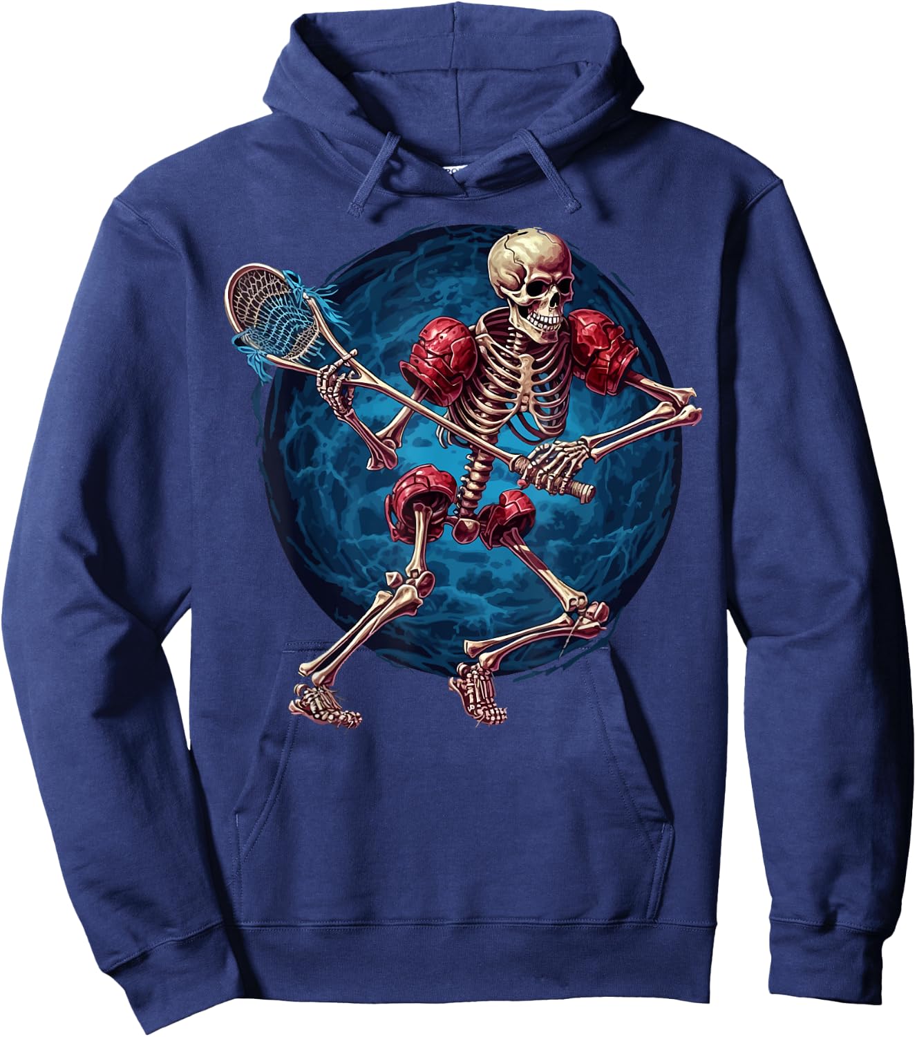 Lacrosse Sports Lover Halloween Lacrosse Player Skeleton Hoodie - Hoodie | Navy