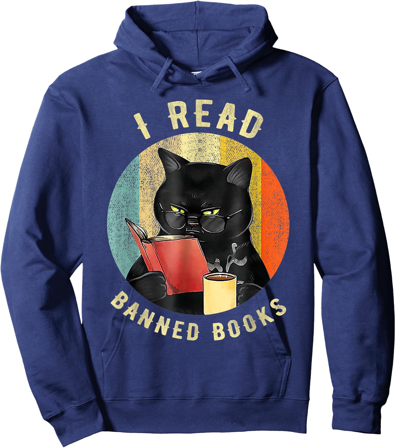 Funny Cat I Read Banned Books Bookworms Loves Reading Books Hoodie - Hoodie | Navy