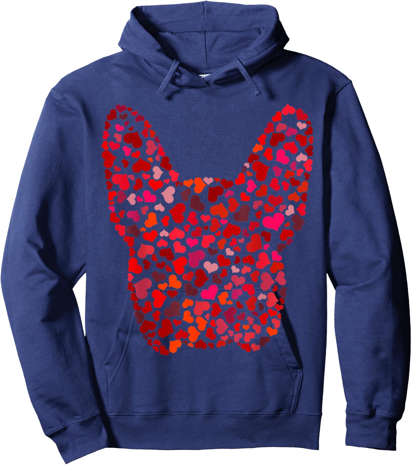 Red Hearts French Bulldog Valentines Day Dog Frenchie Mom Hoodie - Hoodie | Navy