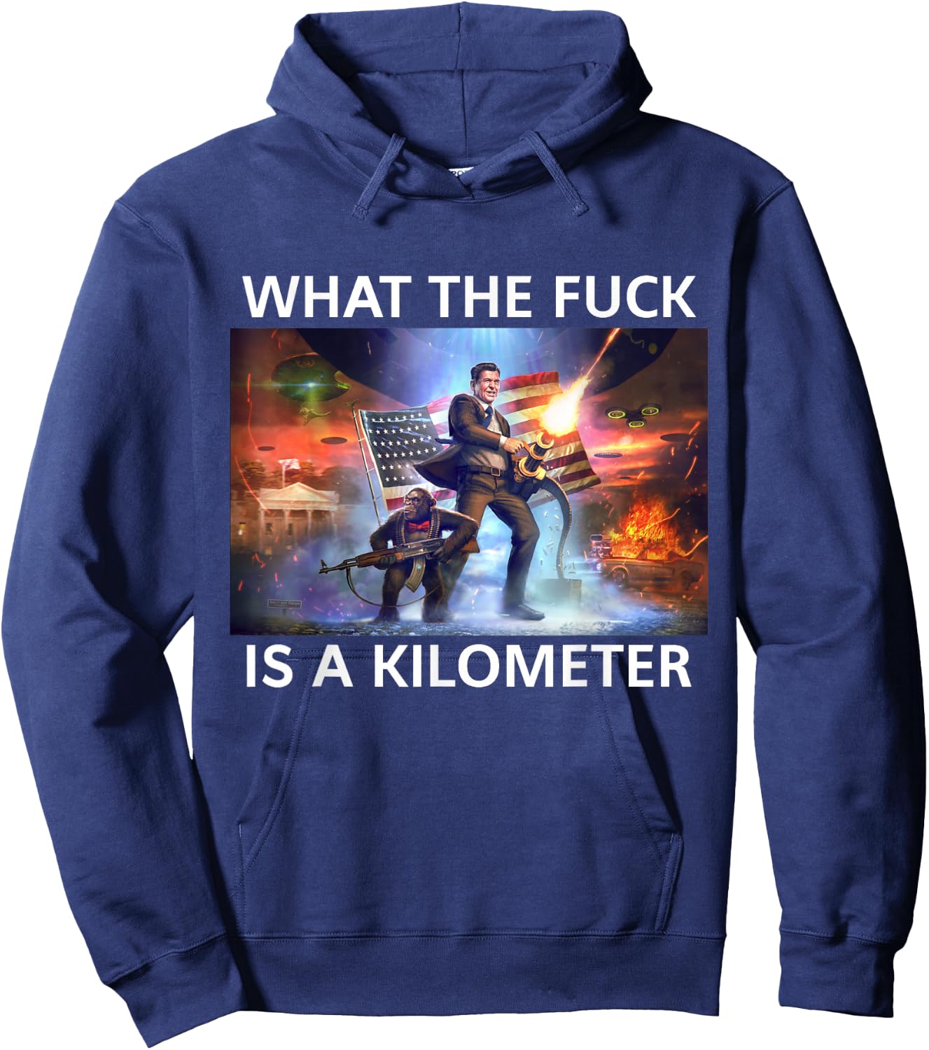 WTF What The Fuck Is A Kilometer George Washington Funny Hoodie - Hoodie | Navy