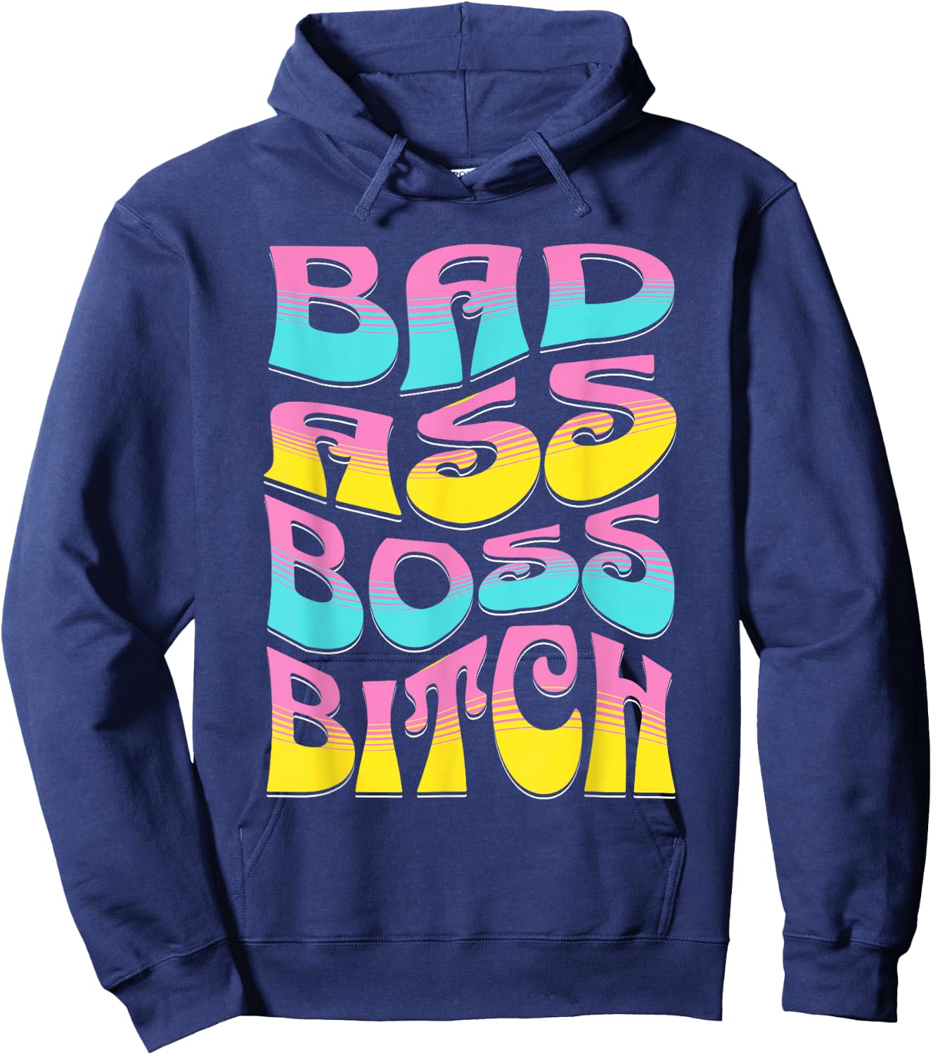 Retro Bad Ass Boss Bitch | Girl Boss Gift Hoodie - Hoodie | Navy