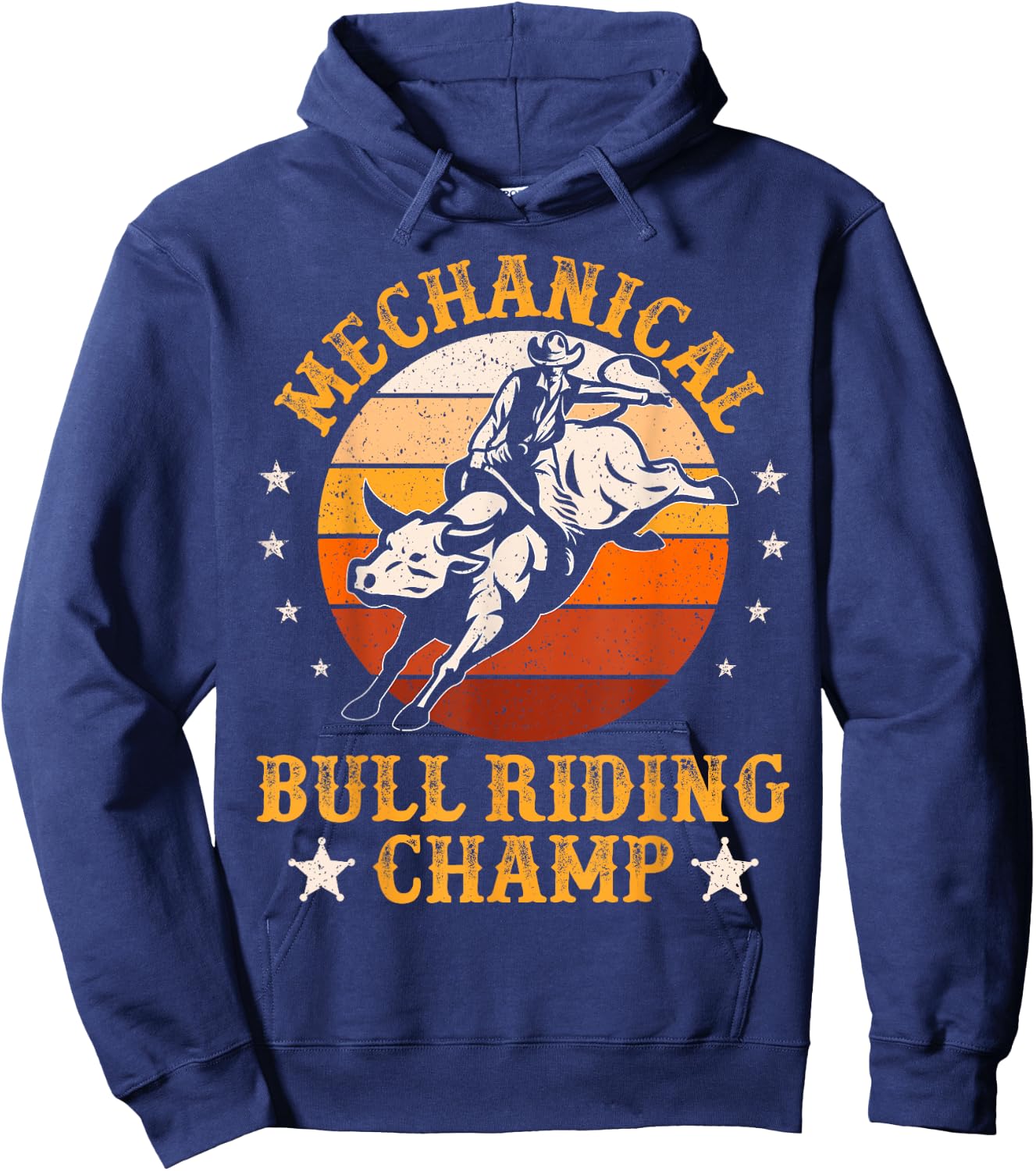 Mechanical Bull Riding Champ Rodeo Bull Rider Vintage Hoodie - Hoodie | Navy