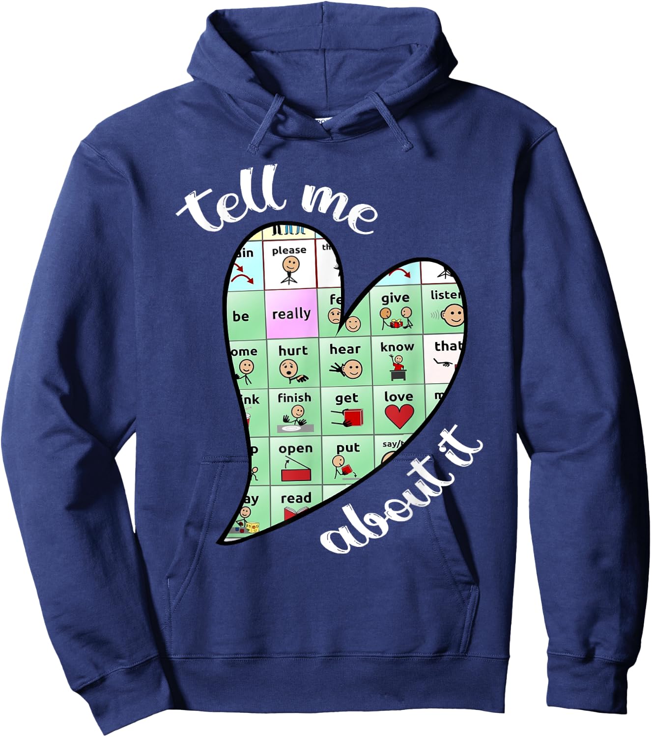 Tell Me About it Speech Pathology Aac Sped Teacher Hoodie - Hoodie | Navy