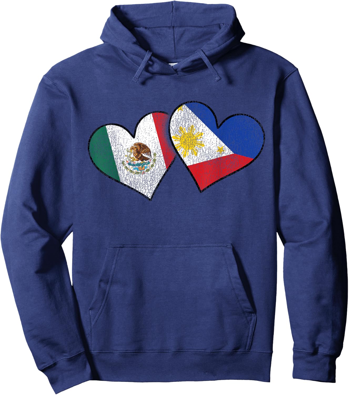 Mexican Filipino Love Mexico Philippines Flag Hearts Hoodie - Hoodie | Navy