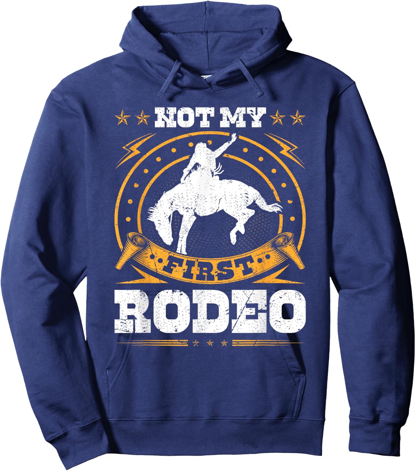 Not My First Rodeo Cowboy Western Bull Riding Hoodie - Hoodie | Navy
