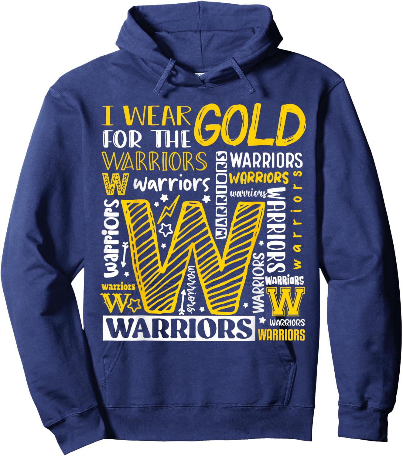 I Wear Gold For The Warriors Childhood Cancer Awareness Hoodie - Hoodie | Navy