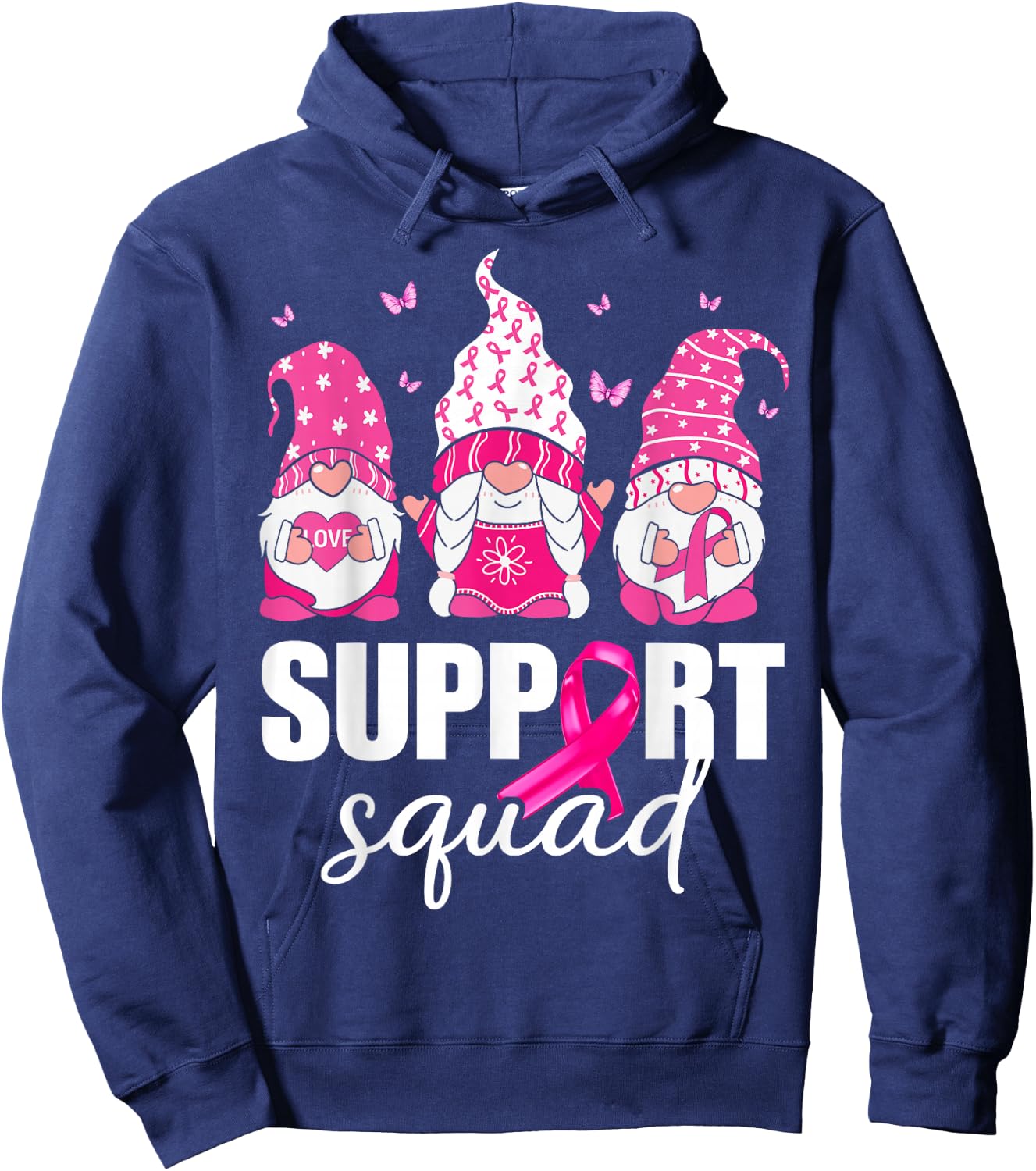 Breast Cancer Awareness Shirt Gnomes Support Squad Hoodie - Hoodie | Navy