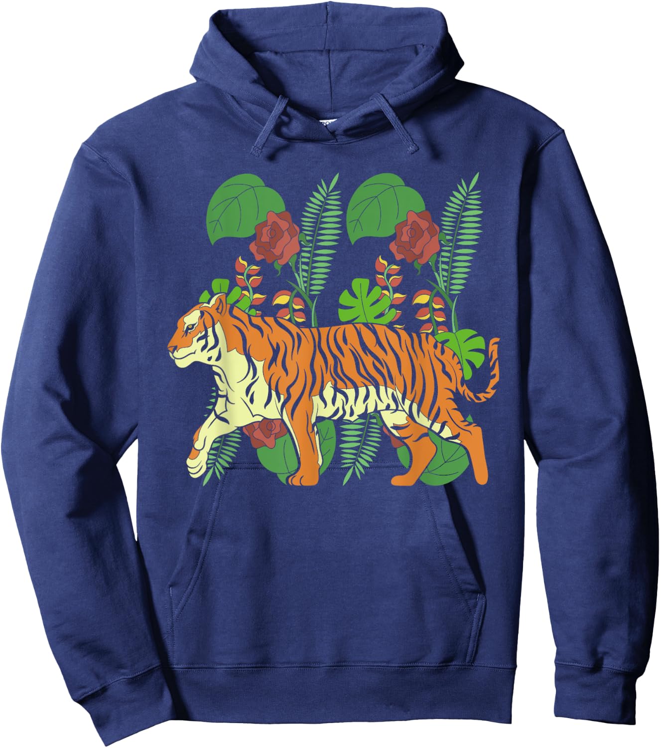 Tropical Jungle Animal Predator Wild Cat Asian Tiger Women Kids Hoodie - Hoodie | Navy
