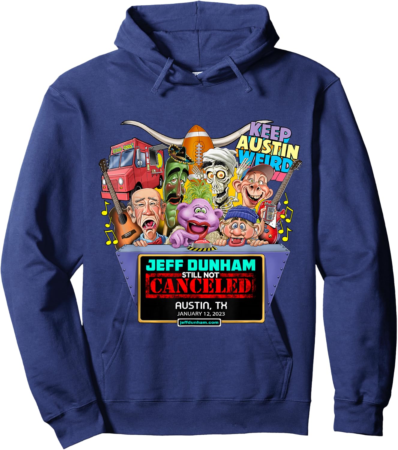 Jeff Dunham Austin, TX (2023) Hoodie - Hoodie | Navy