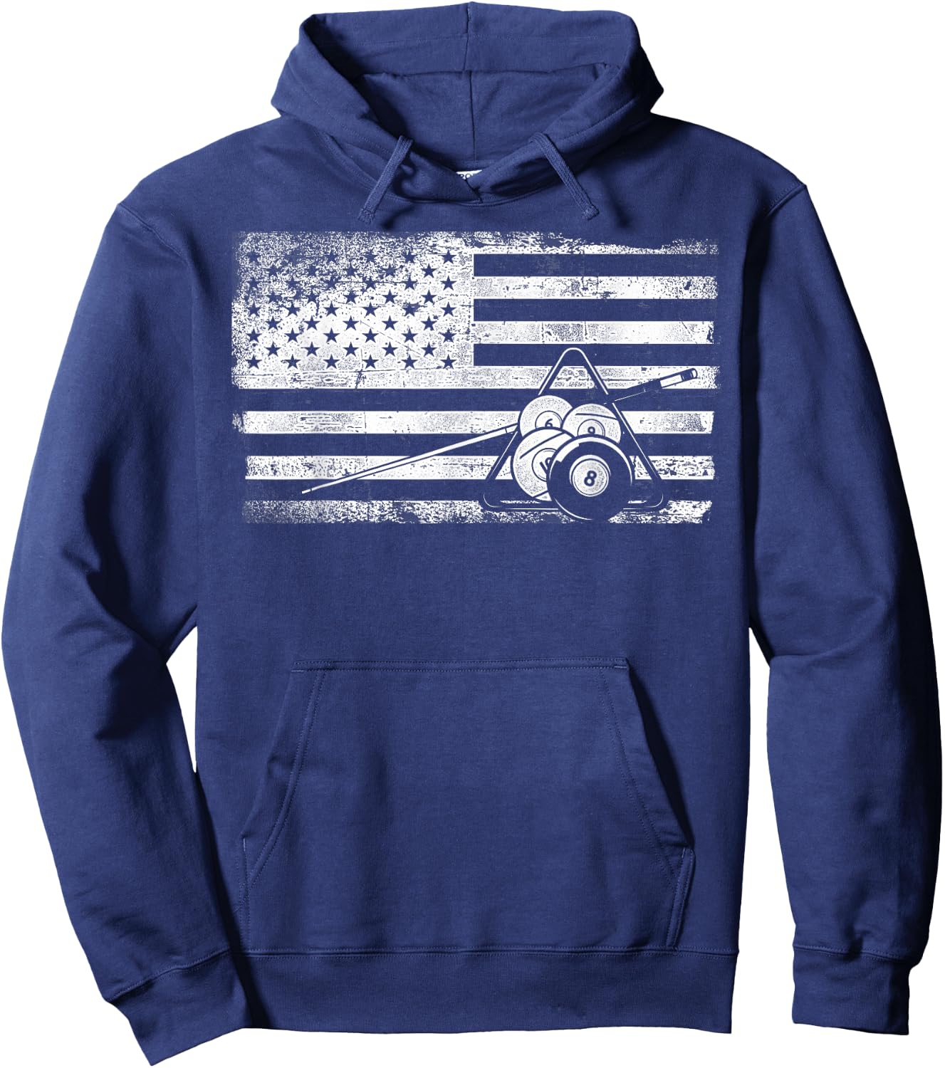 Billiards Pool Player Ball American Flag Vintage Hoodie - Hoodie | Navy