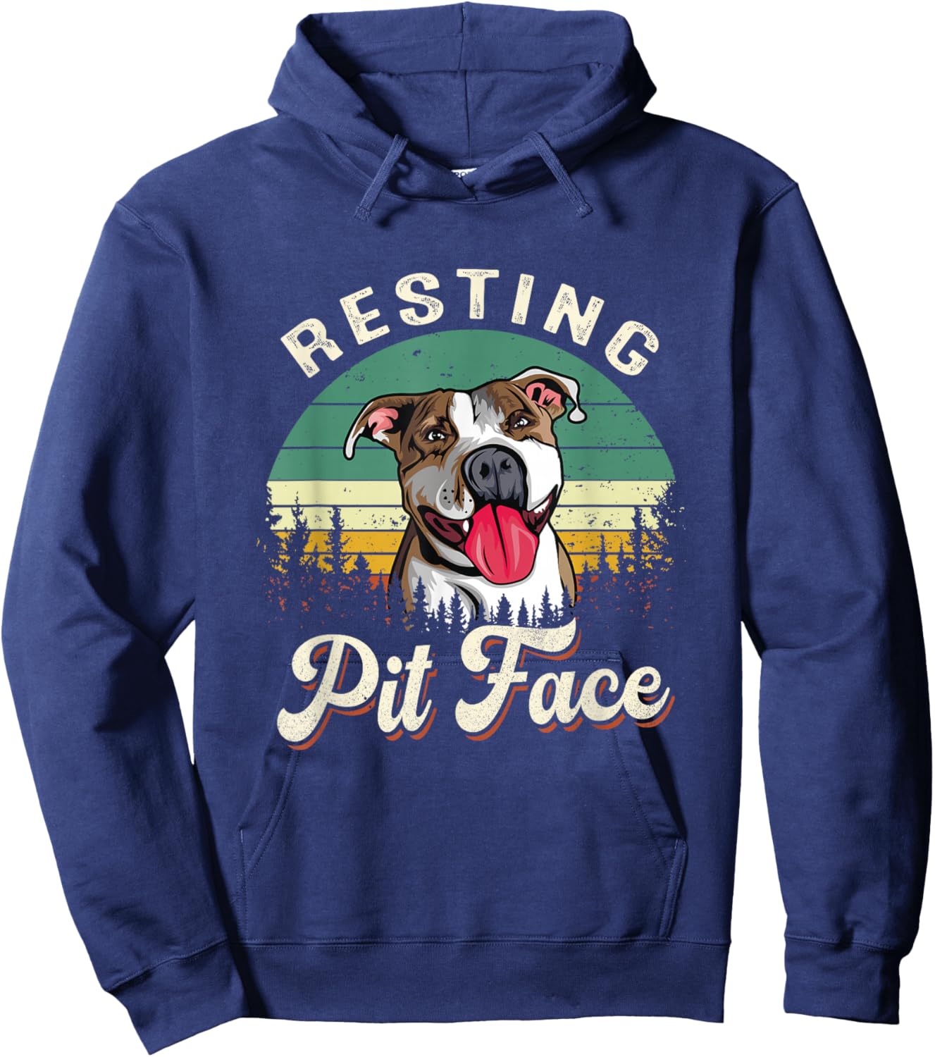 Vintage Pitbull Resting Pit Face - Funny Pitbull Lovers Hoodie - Hoodie | Navy