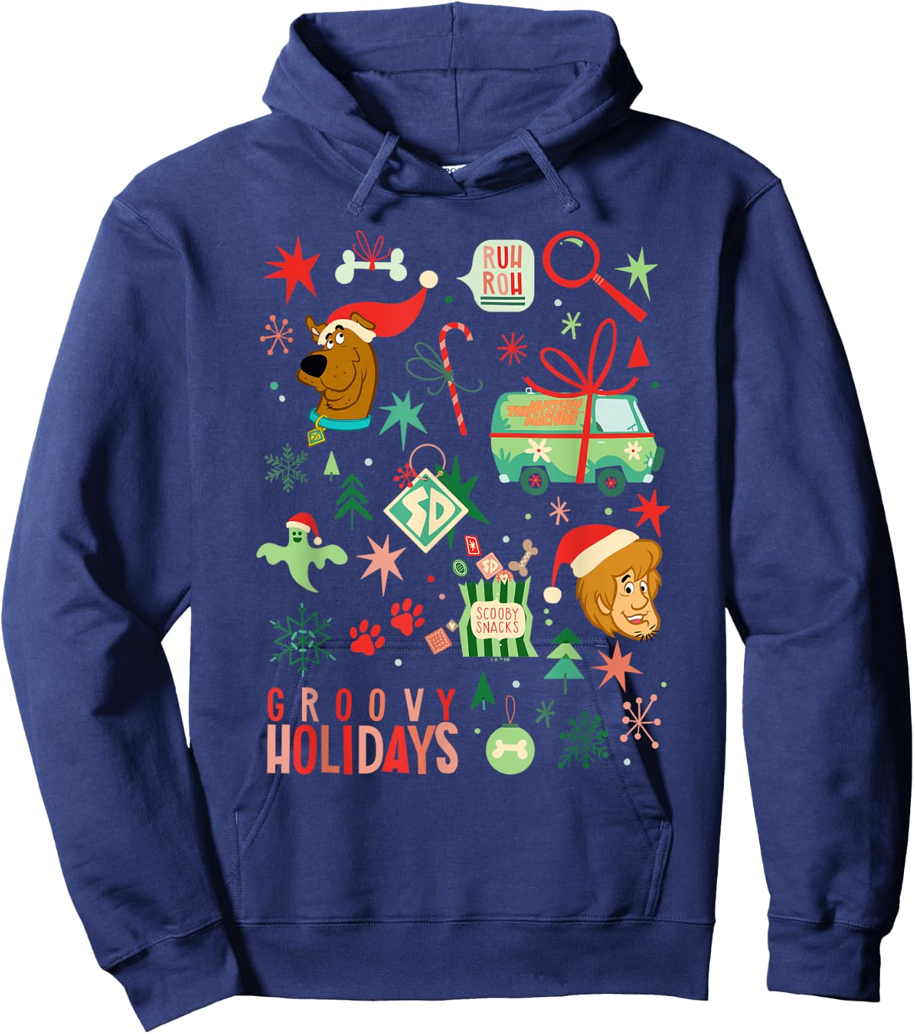 Scooby-Doo Christmas Groovy Holidays With Scooby And Shaggy Hoodie - Hoodie | Navy