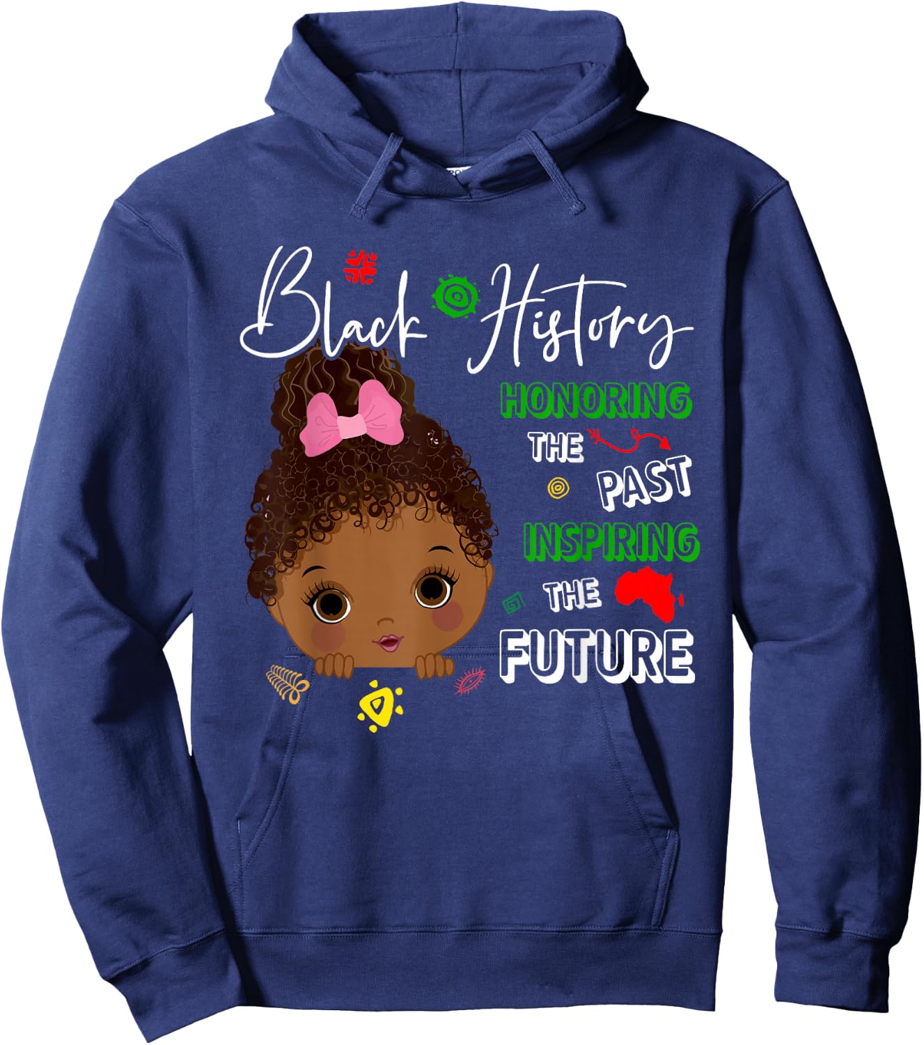 Honoring Past Black History African American Kids Girl Hoodie - Hoodie | Navy