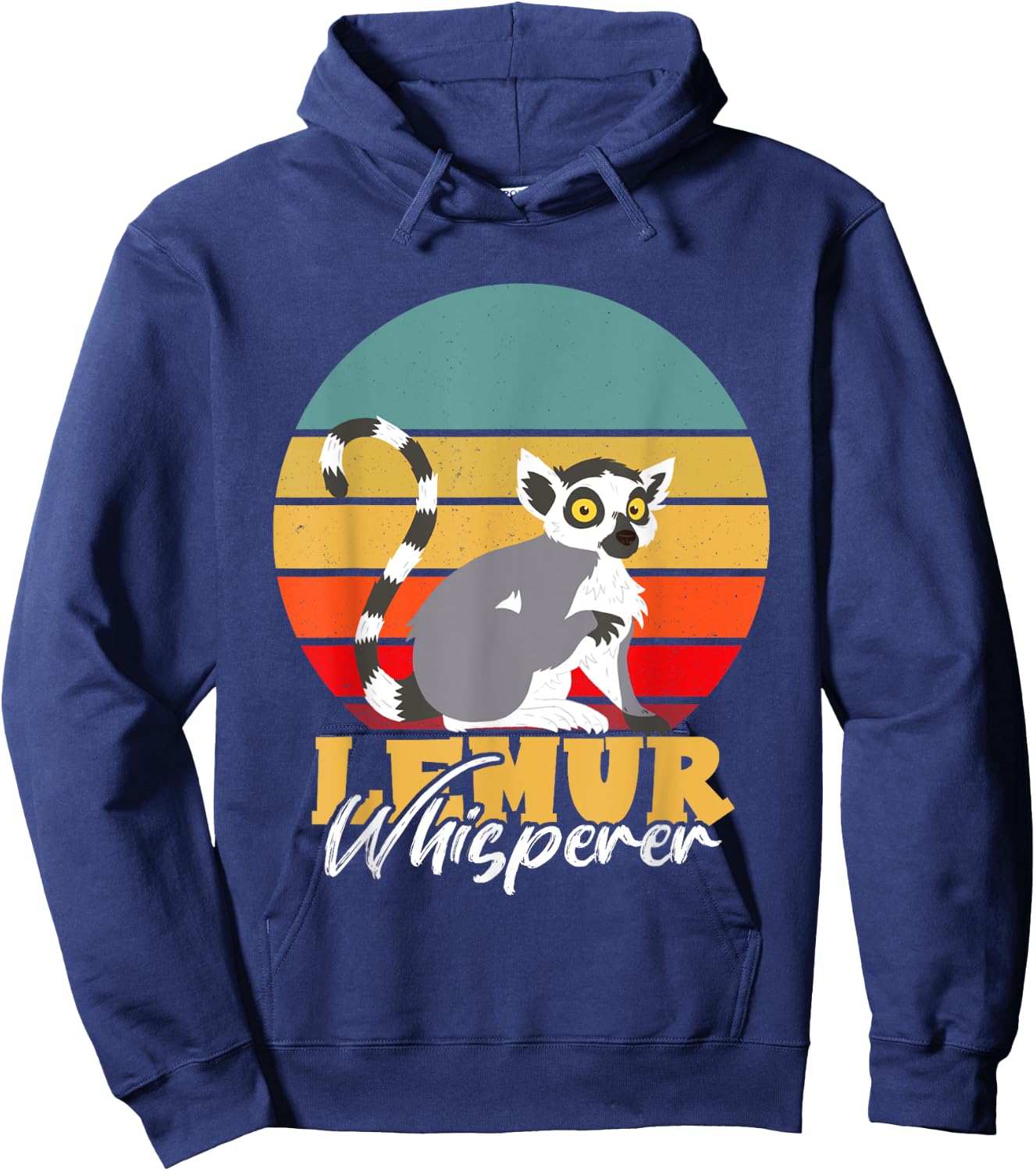Retro Lemur Whisperer Madagascar Animal Cute Lemur Monkey Hoodie - Hoodie | Navy