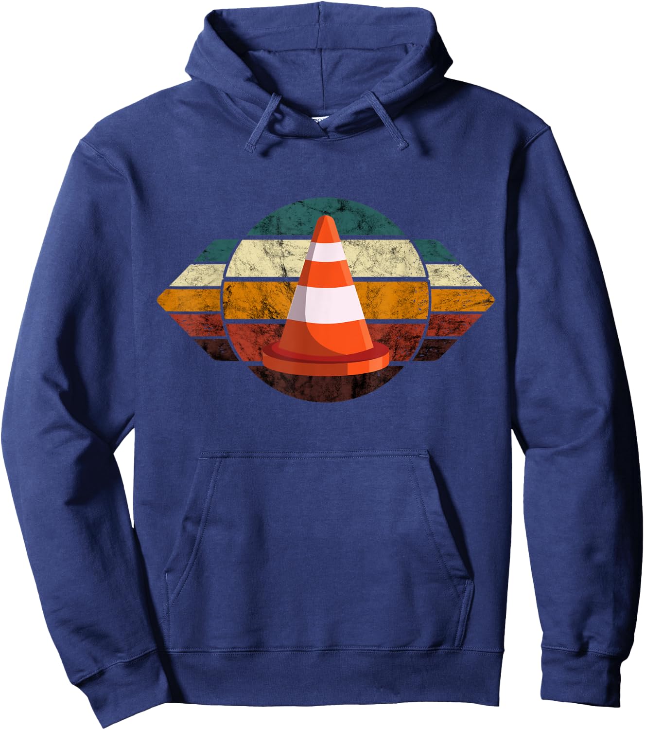 Traffic Cone Costume Retro Safety Cone Vintage Traffic Cone Hoodie - Hoodie | Navy
