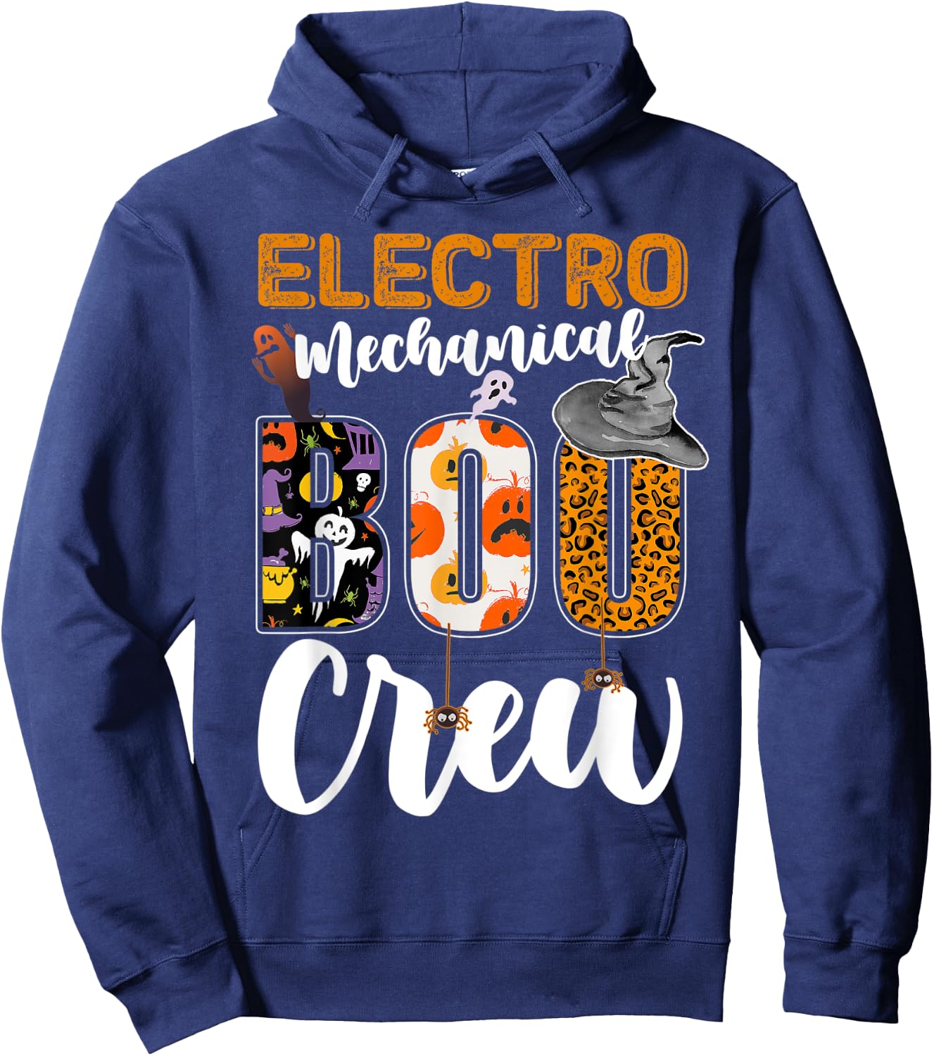 Electro-mechanical Boo Crew Halloween Matching Tech Hoodie - Hoodie | Navy