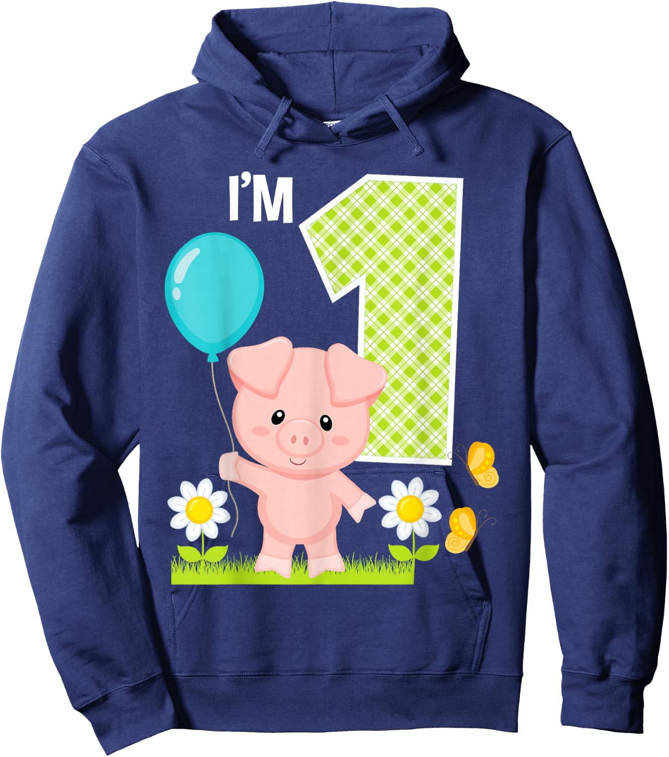Pig 1st Birthday Girl 1 Year Old Birthday Cute Piglet Bday Hoodie - Hoodie | Navy