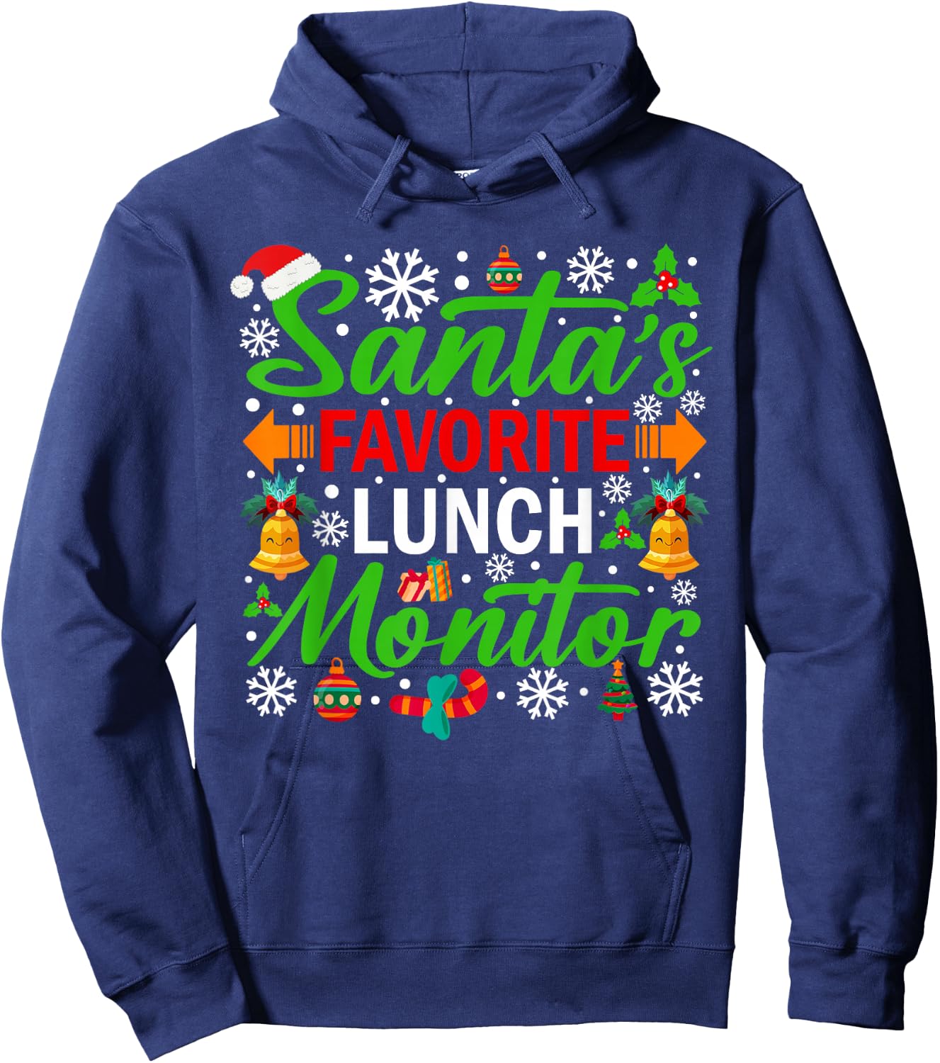 Santa's Favorite Lunch Monitor Funny Christmas Hoodie - Hoodie | Navy