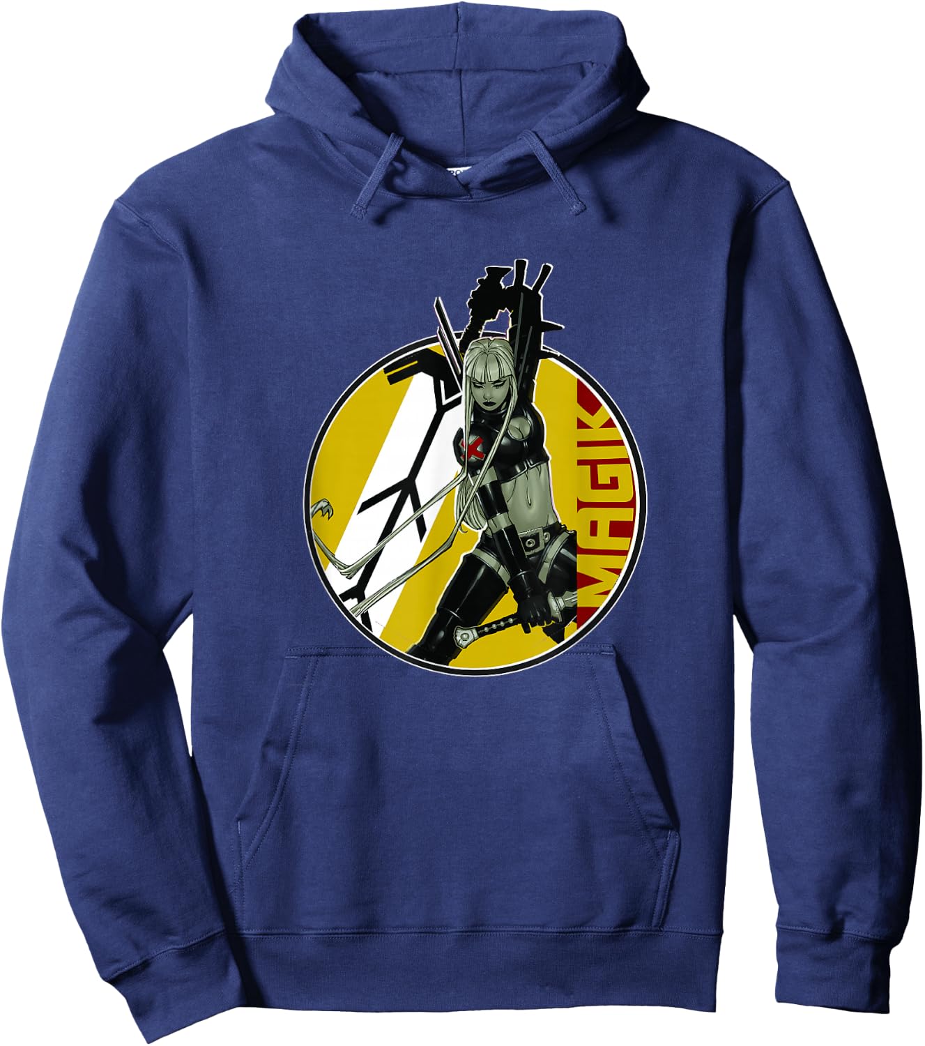 Marvel X-Men Magik Wielding Swords Vintage Circle Portrait Hoodie - Hoodie | Navy