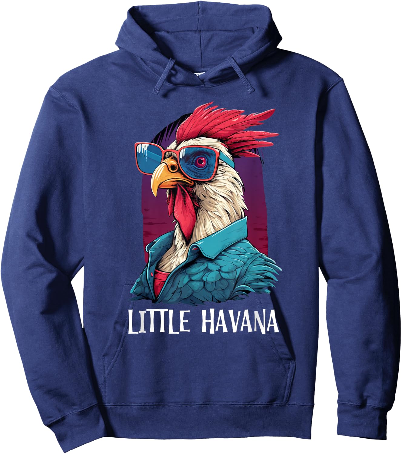 Little Havana Cuban Style, Funny Rooster 305 Miami Souvenir Hoodie - Hoodie | Navy