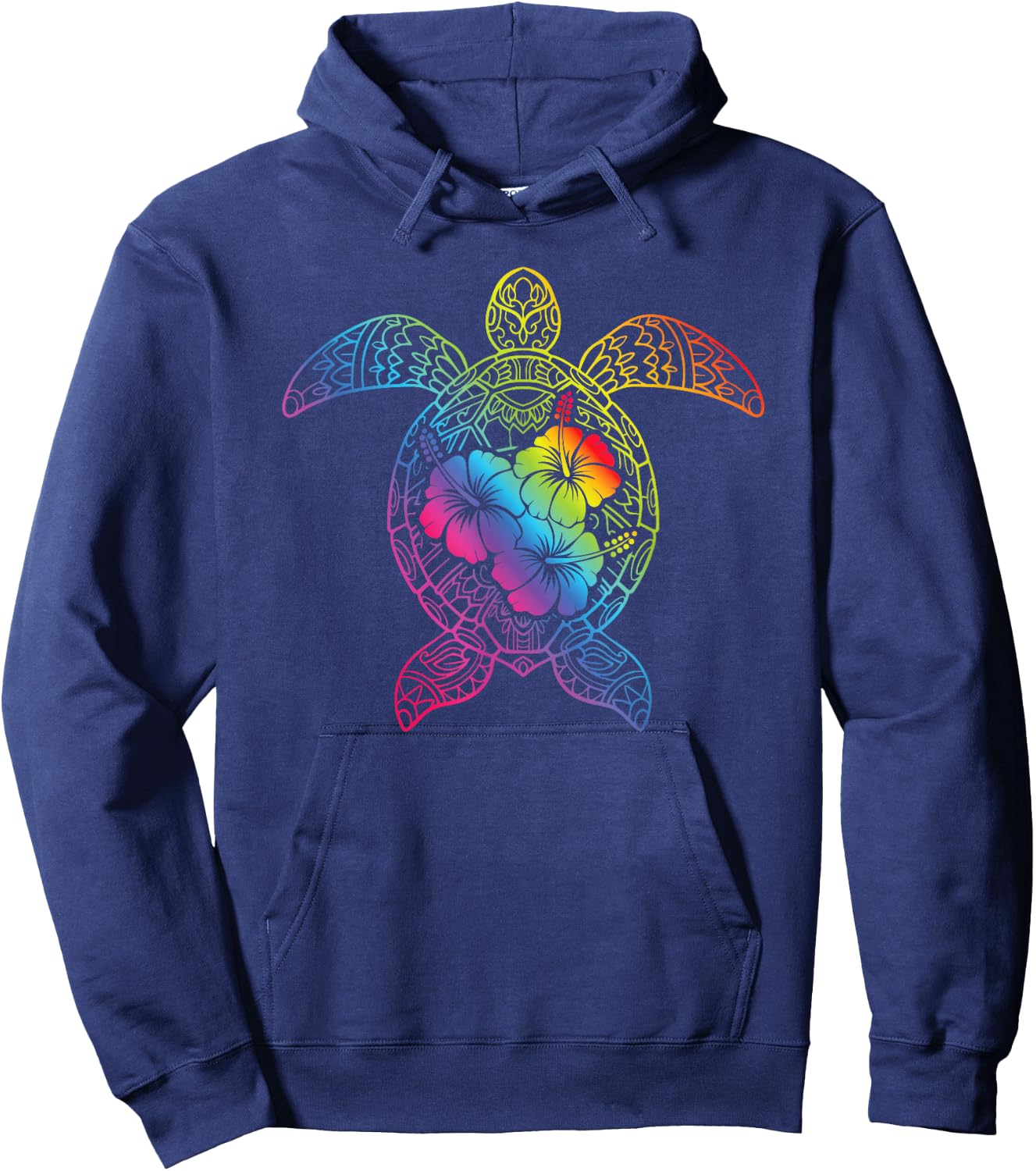 Hawaiian Sea Turtle Tropical Hibiscus Ocean Animal Hawaii Hoodie - Hoodie | Navy