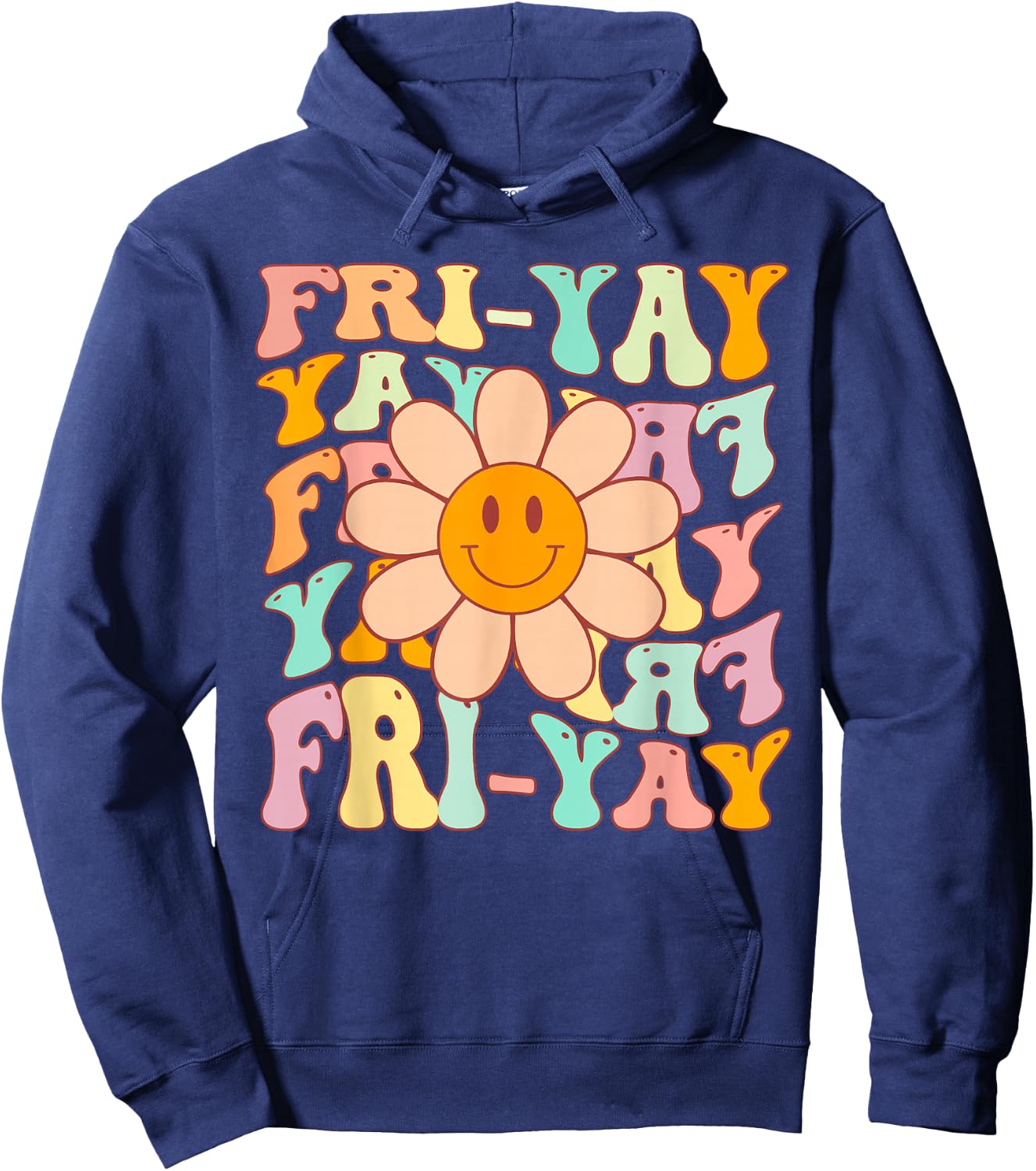 Funny Teacher Happy Friyay TGIF Friday Flower Back to School Hoodie - Hoodie | Navy